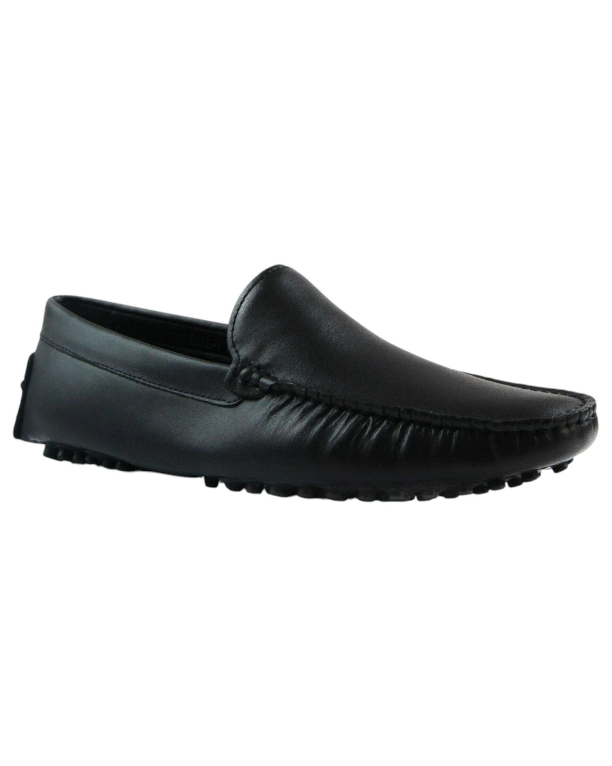 1 Zasel Mens Summer Leather Shoes Casual Slip On Boat Deck Loafers BLACK, 1 of 3