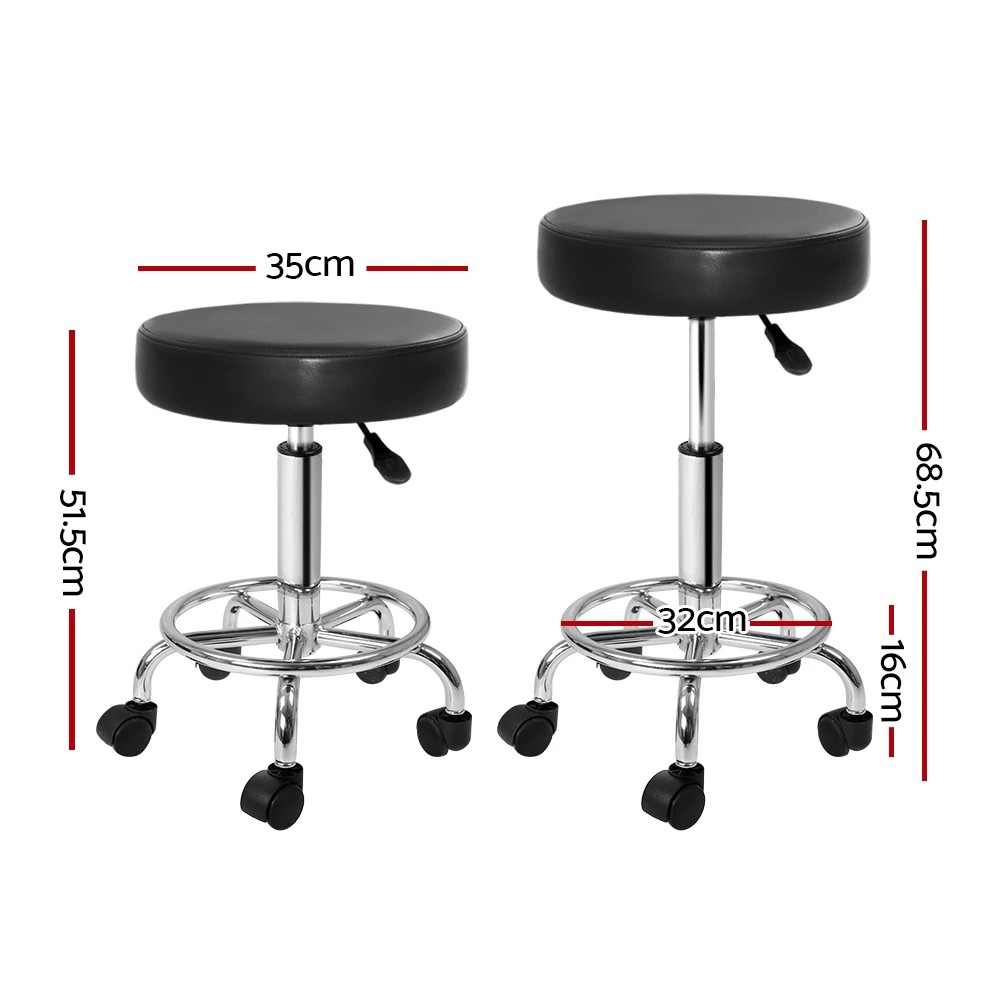 2 Artiss Salon Stool Round Swivel Chair - Black, 2 of 5
