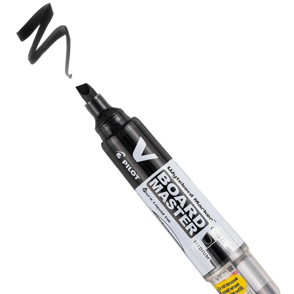 5 PILOT V Board Whiteboard Marker Chisel Black 4 Pack + Refill, 5 of 8
