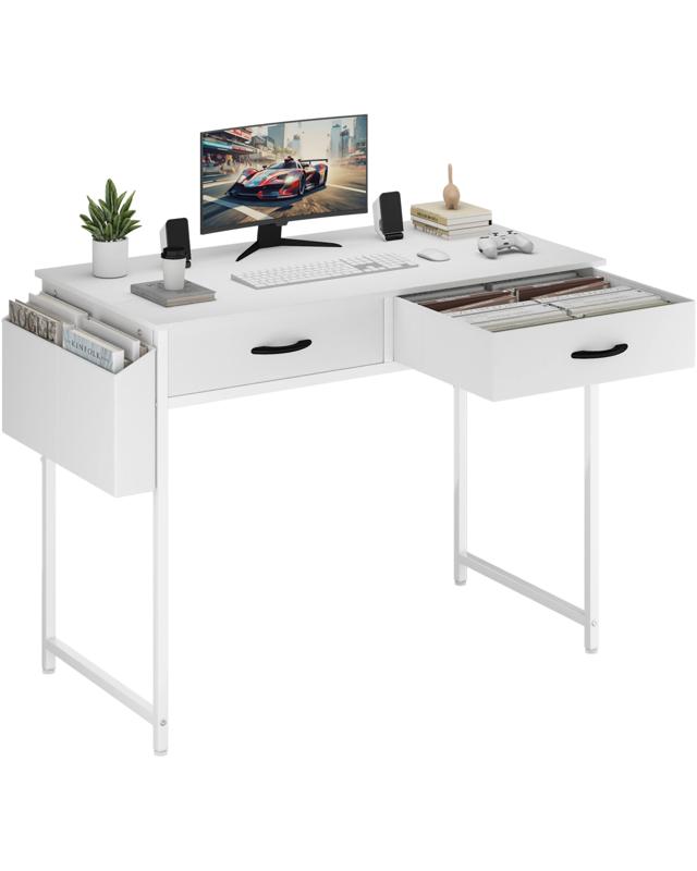 Advwin 100cm Small Desk With 2 Drawers And Storage Bag Makeup Vanity Desk W