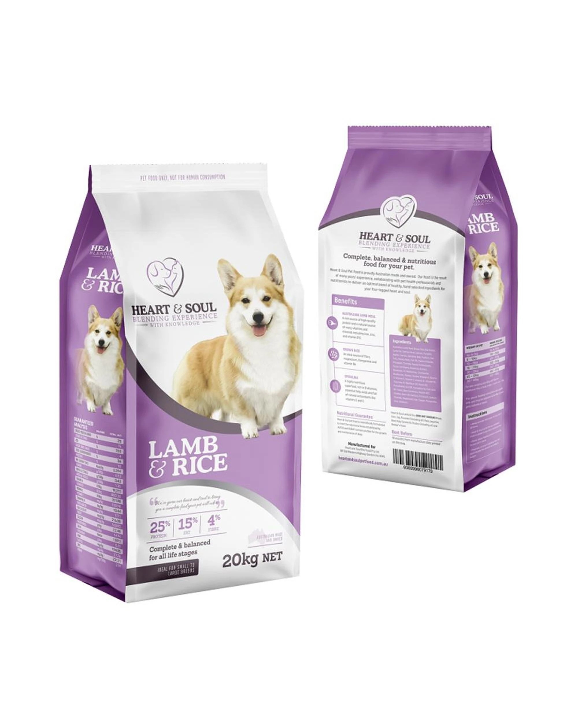 1 Heart & Soul All Life Stages Dry Dog Food Lamb & Rice 20kg, 1 of 1