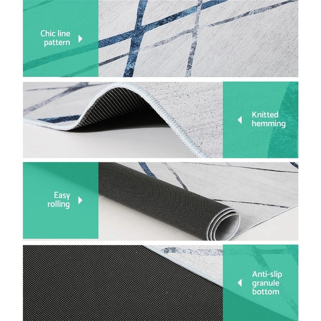 4 Artiss Floor Rug 200x290 Washable Mat Carpet Short Pile Jaca - Grey, 4 of 7