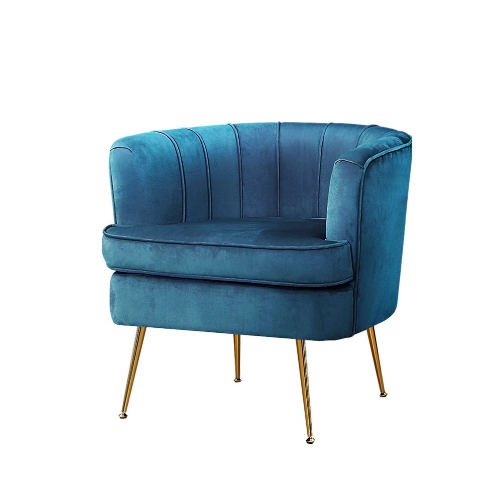 1 Artiss Armchair Velvet  Norvia - Blue, 1 of 5
