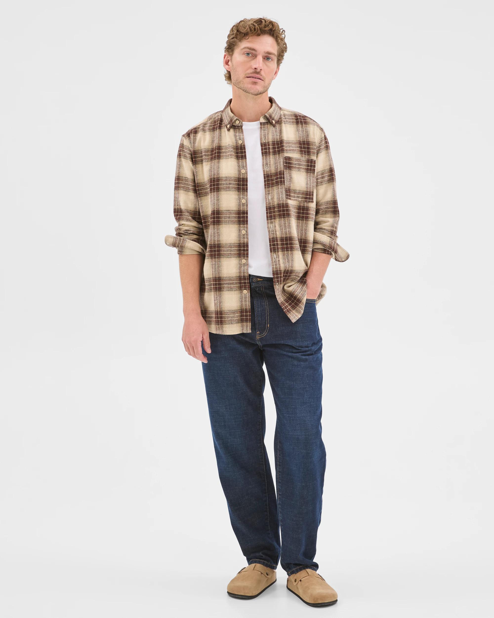 1 Target Man Long Sleeve Brushed Check Shirt ECRU, 1 of 7