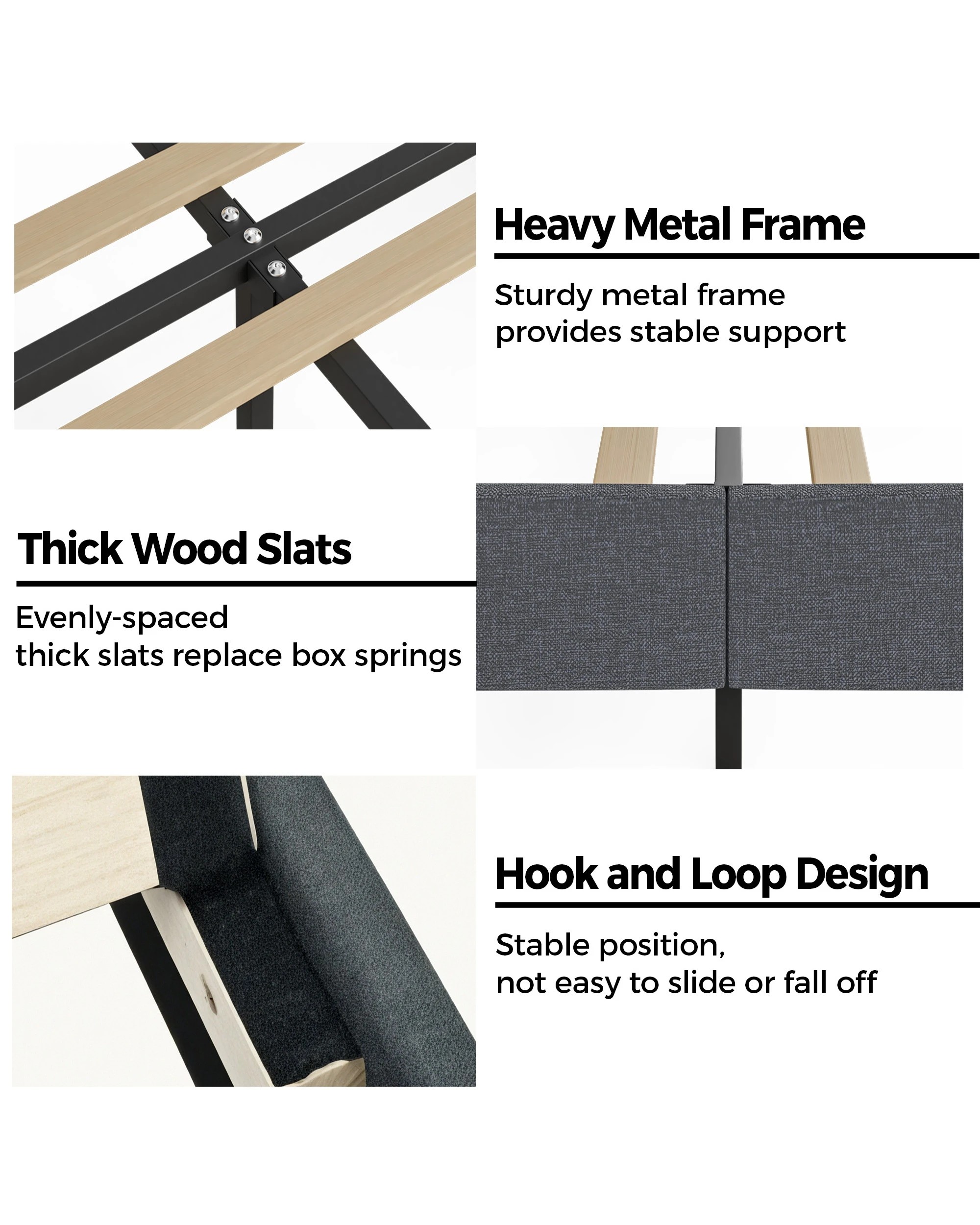 9 Advwin Queen Size Floating Bed Frame with Led Lights and Storage Headboard Dark Grey, 9 of 9