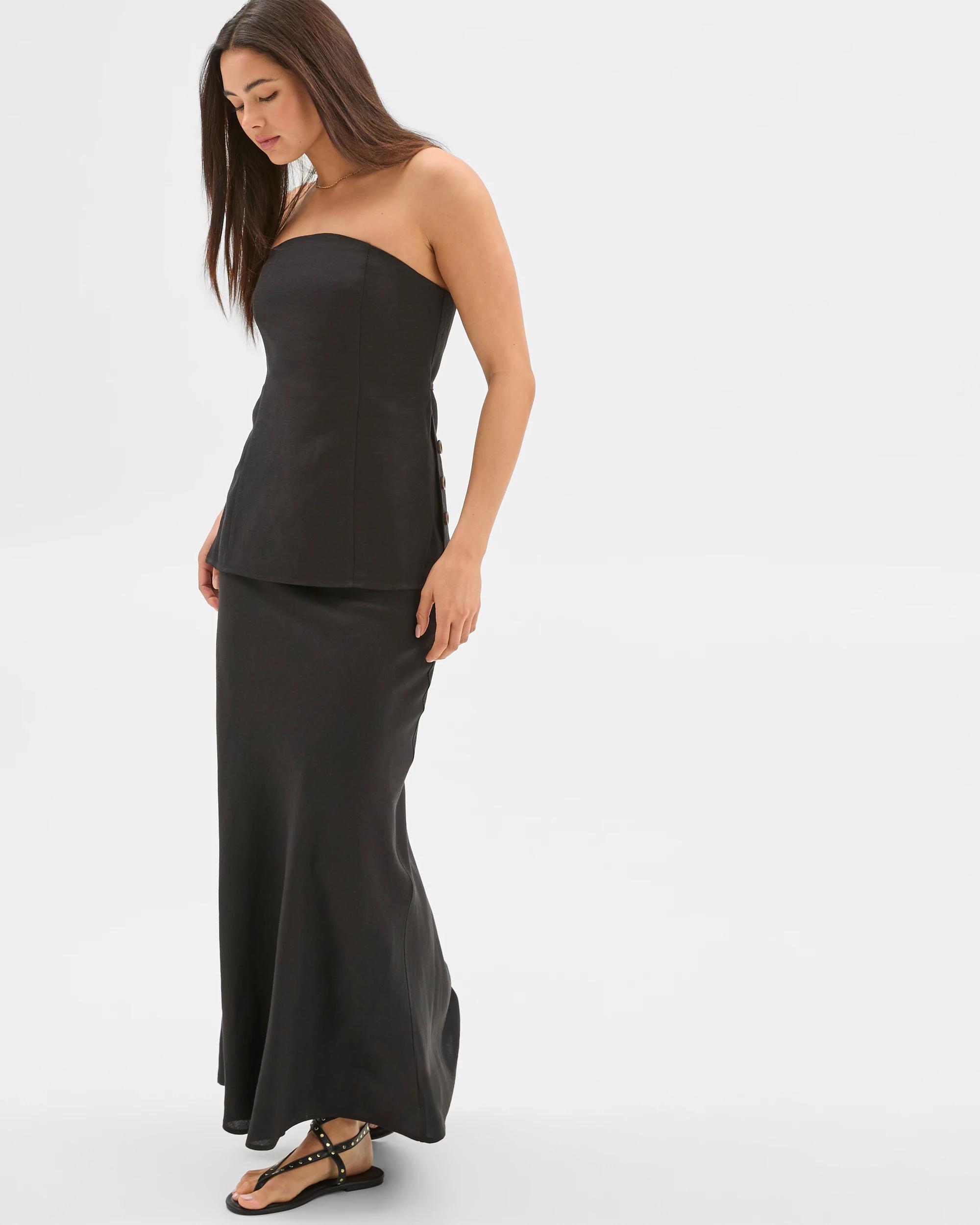 5 European Linen Blend Maxi Skirt - Lily Loves BLACK, 5 of 6