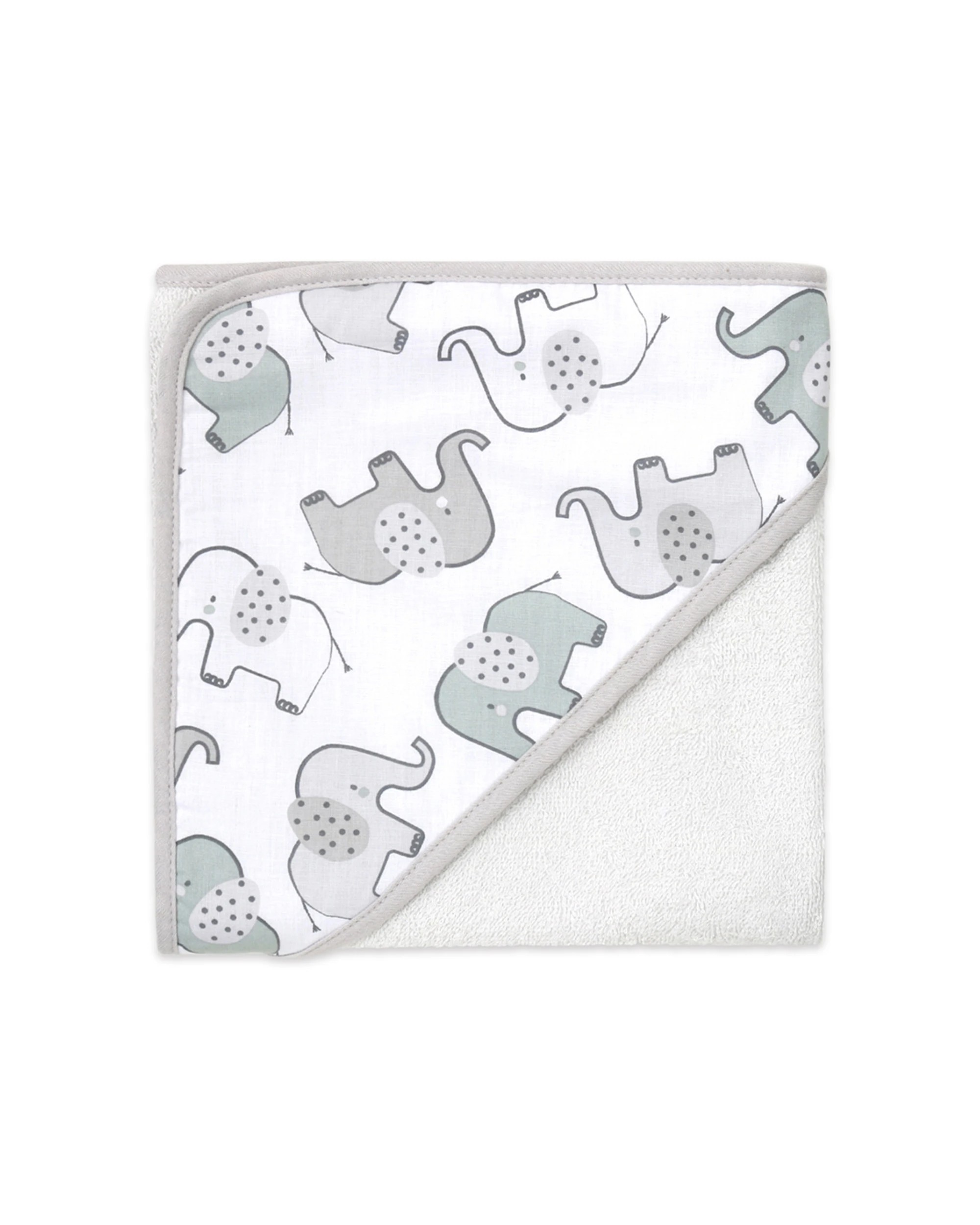1 Little Haven Cotton Hooded Elephant Soft Baby Towel Bath Time Terry Unisex - Multi, 1 of 3