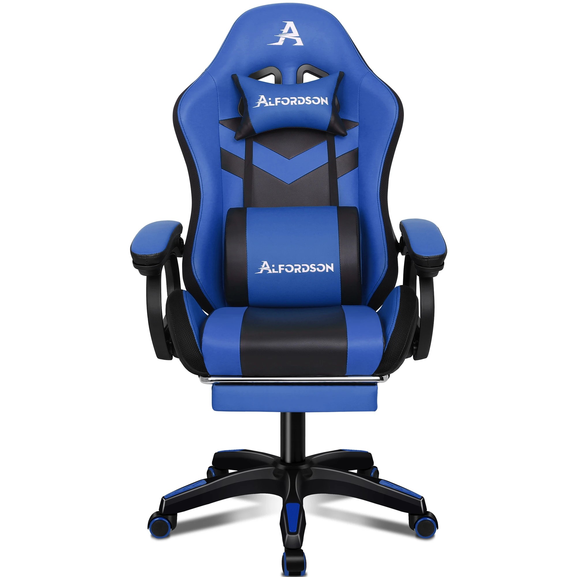 4 Alfordson Gaming Office Chair 12 RGB LED Massage Computer Seat Footrest - Blue, 4 of 10