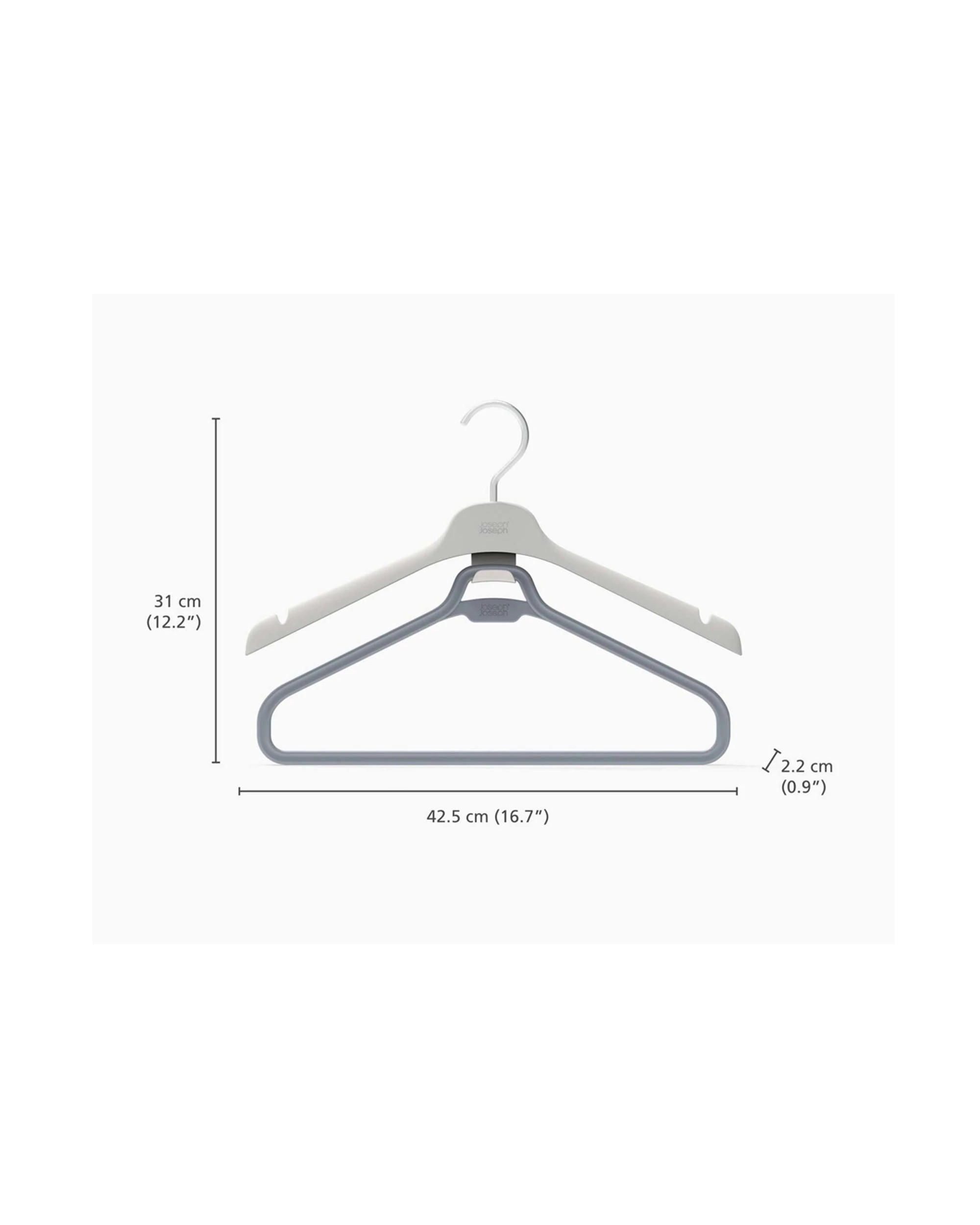 6 Joseph Joseph Orderly Long Garment Wardrobe Hanger 2pc Adjustable Hem Lift Integrated Hooks Ecru - White, 6 of 7