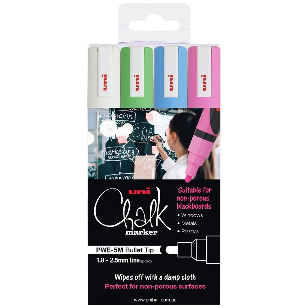 1 Uniball Bullet Liquid Chalk Markers Assorted 4 Pack, 1 of 1