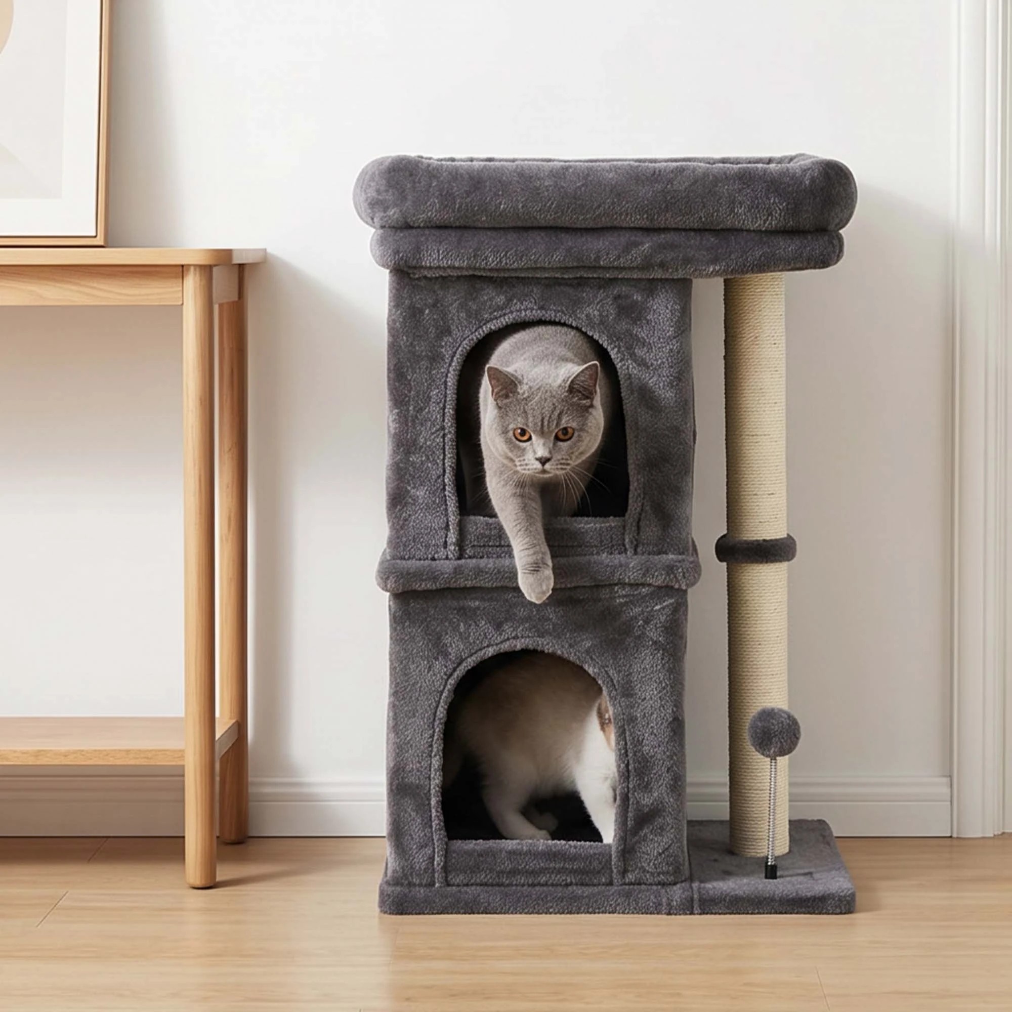 7 Pawz Cat Tree Cat Tower Top Perch Sisal Post E1 Particle Board - Grey - Grey, 7 of 8