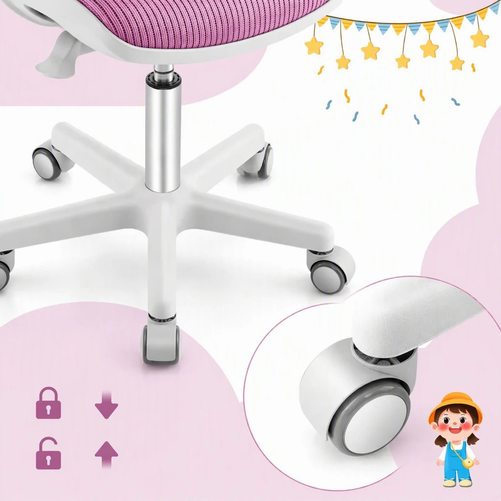 Costway Kids Desk Chair Swivel Mesh Computer Chair Study Chair w ...