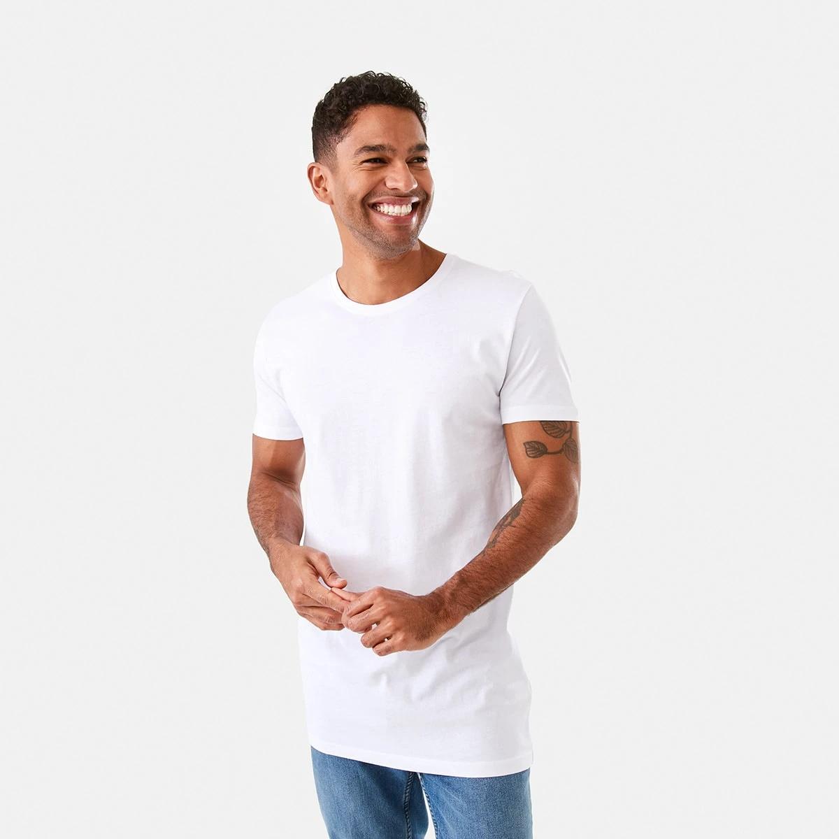 1 Australian Grown Cotton Longline T-shirt White, 1 of 6