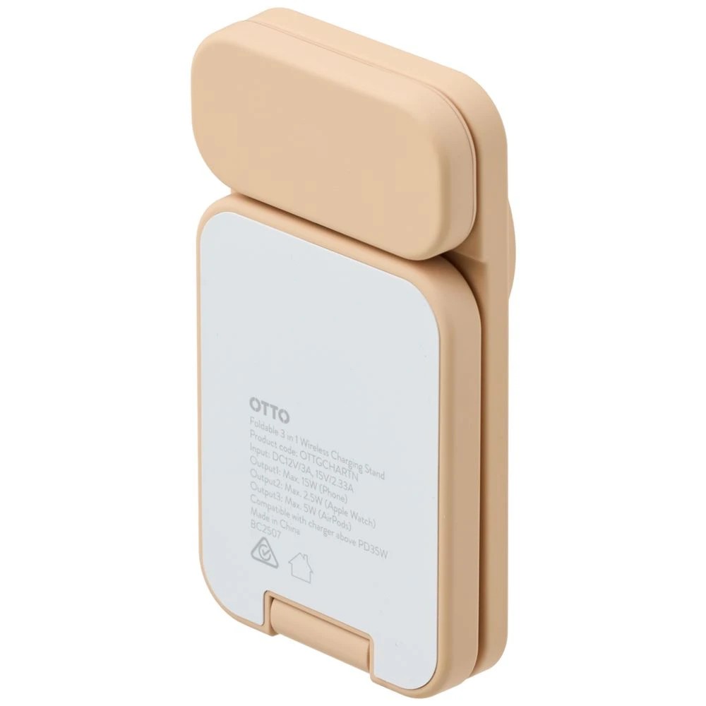 5 Otto On The Go Foldable 3 in 1 Wireless Charging Stand Tan, 5 of 7