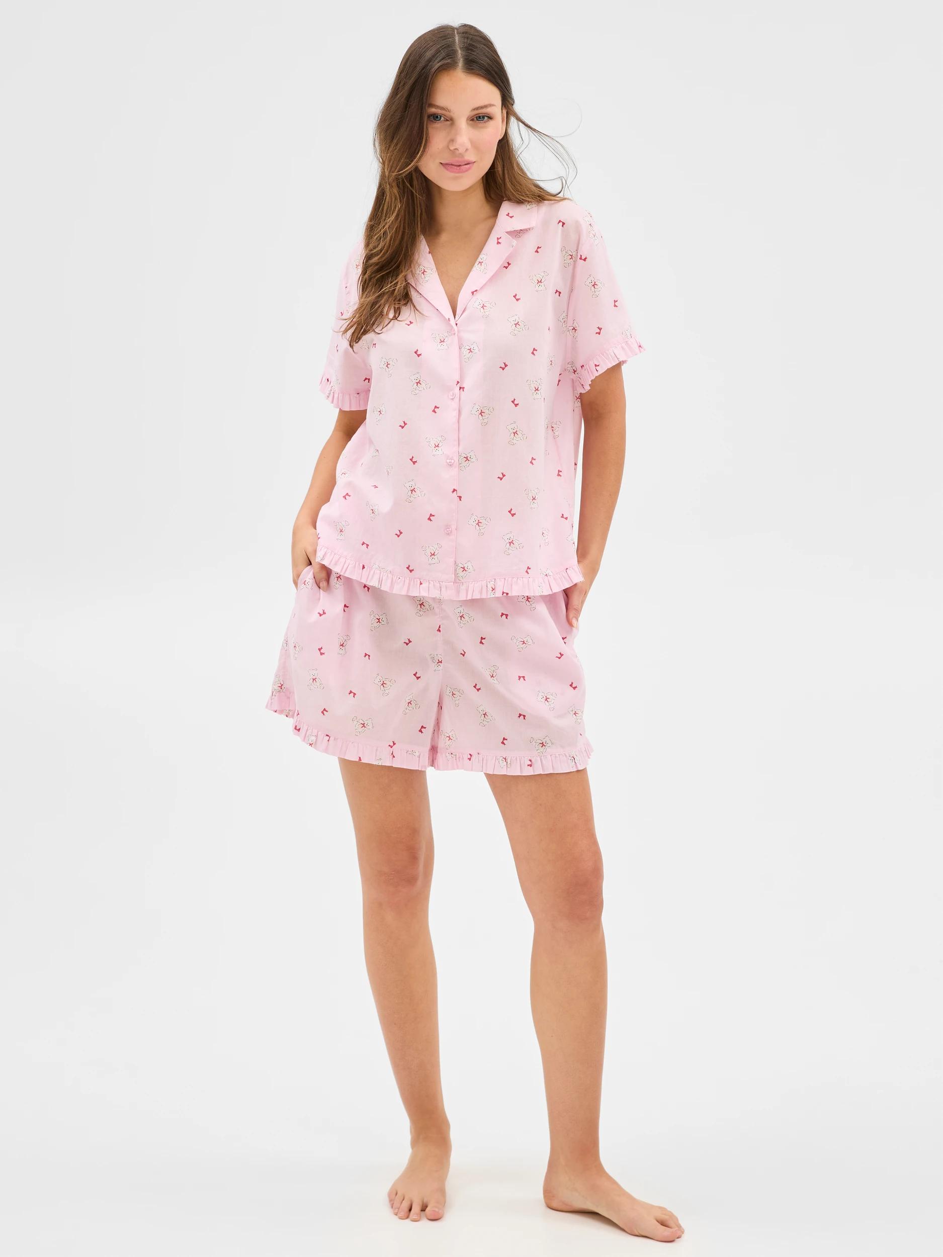 2 Target Womens Woven Frill Pyjama Set PINK TEDDY, 2 of 6