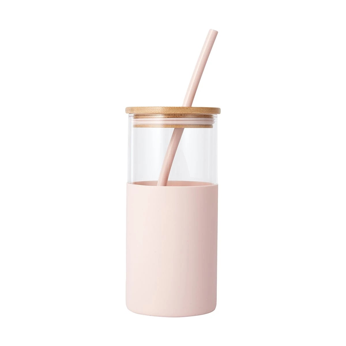 1 Pink Bamboo Lid Smoothie Jar, 1 of 4
