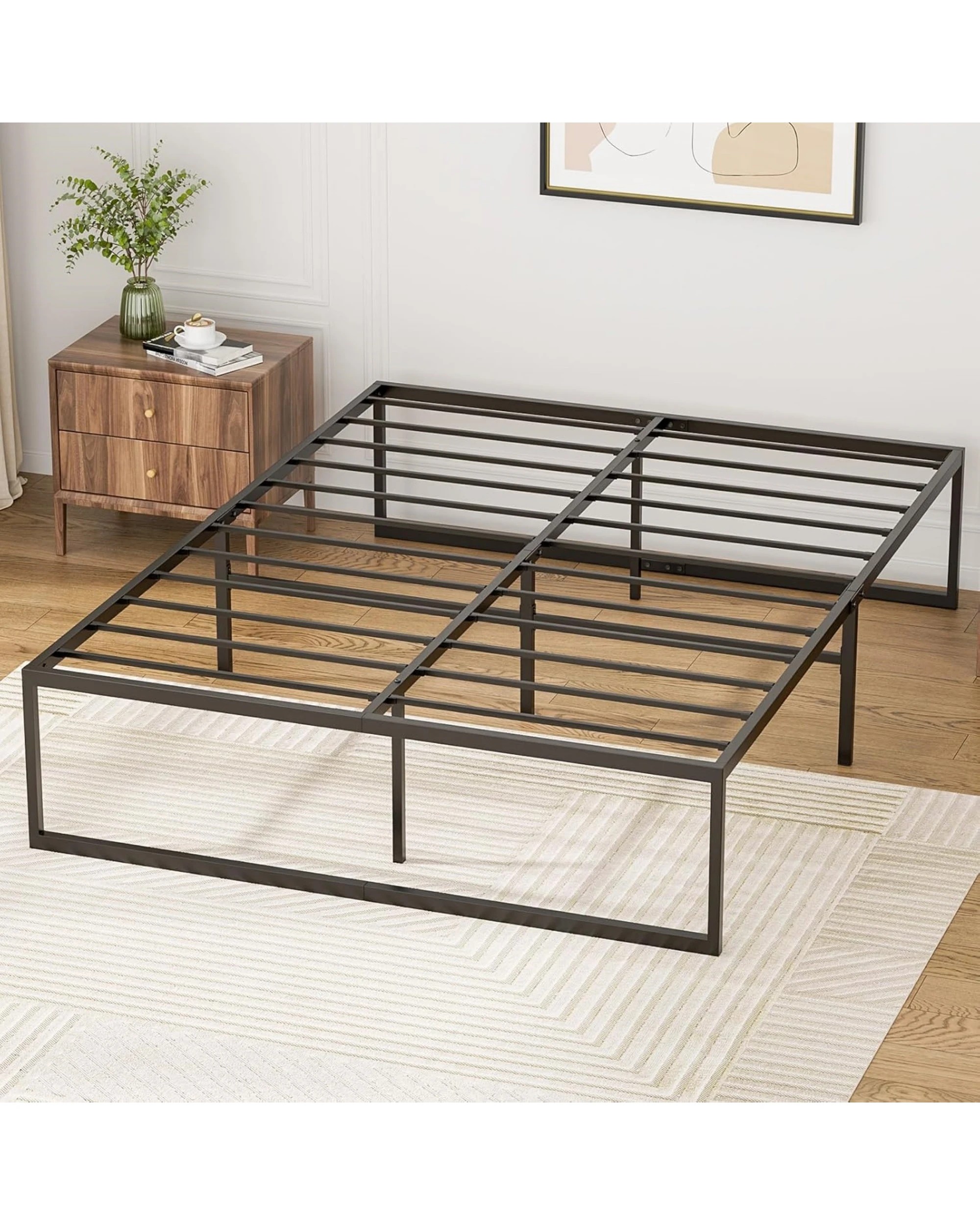 2 Advwin Single Metal Bed Frame Black, 2 of 8