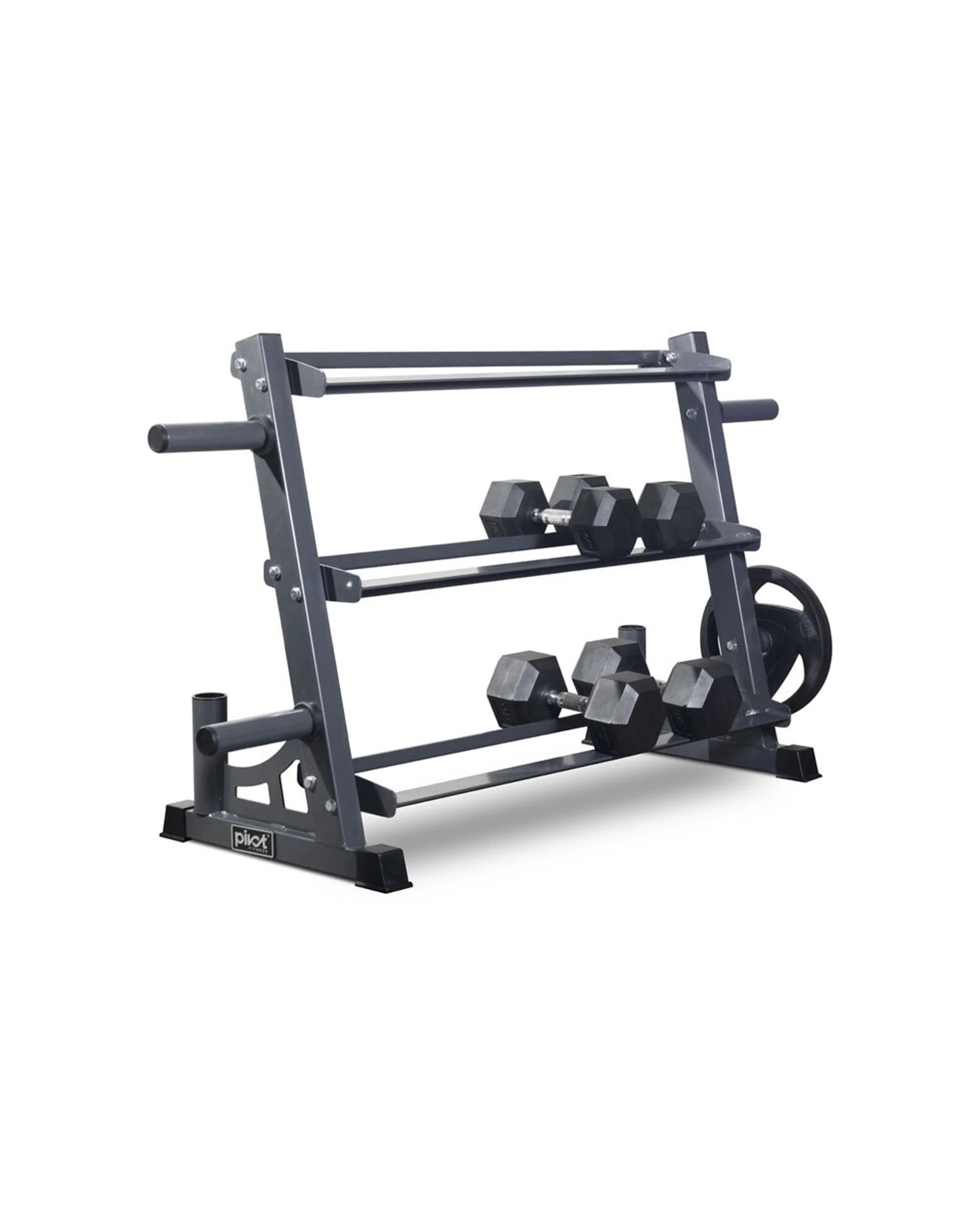 3 Bodyworx 3-Tier Weight Plate Dumbell Holder Rack Home Gym Storage 159x88cm - Black, 3 of 4