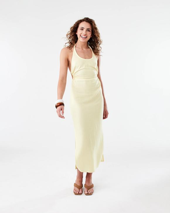 Linen Blend Cut Out Maxi Dress