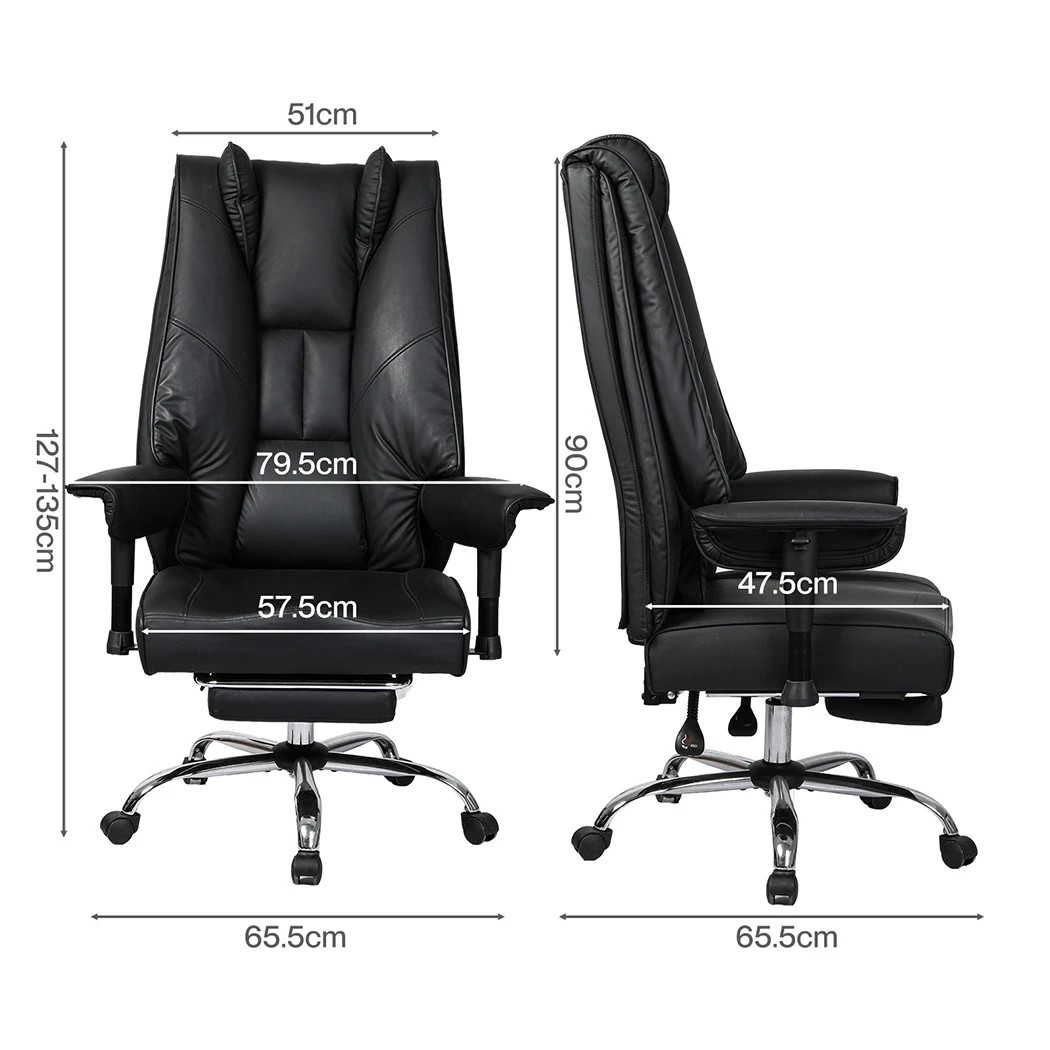 3 Levede High Back PU Leather Executive Desk Chair with Adjustable Armrests,Black, 3 of 8