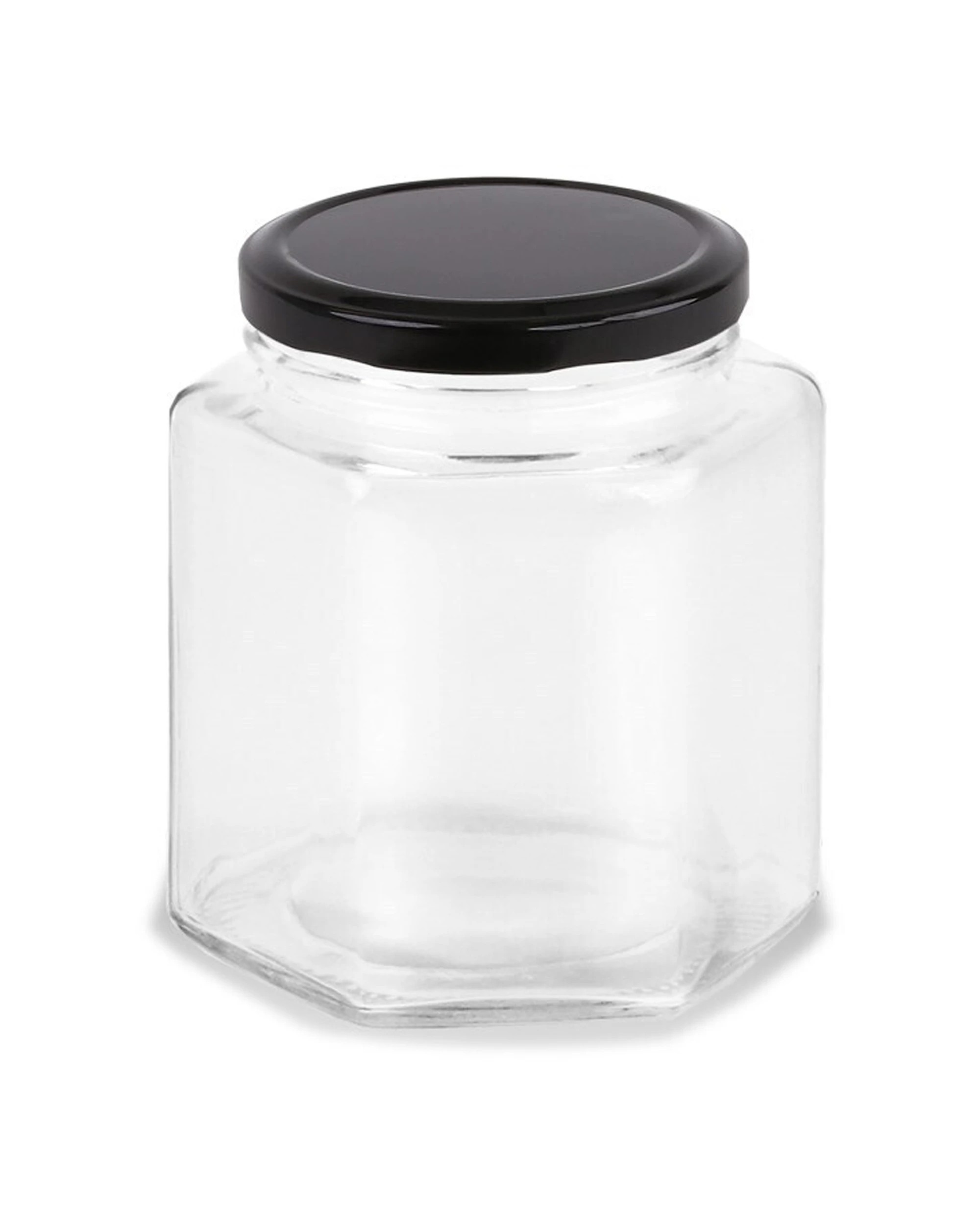 3 6pk Lemon & Lime Glass Hexagonal Jar 95ml Black Lid Kitchen Storage Container
 - Black, 3 of 3