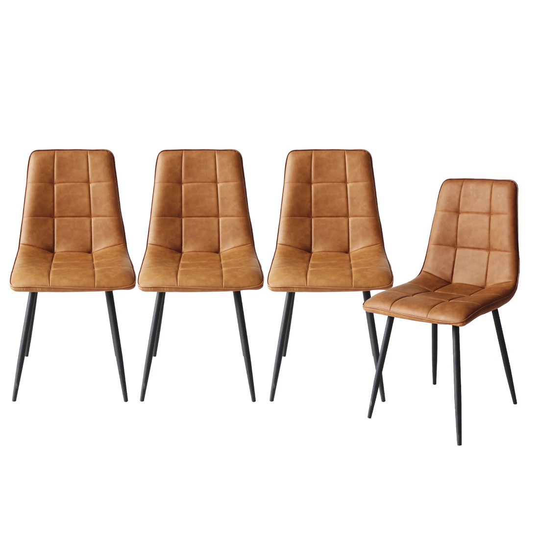 1 Levede 1 Set Of 4 Retro Dining Chairs - Brown, 1 of 6