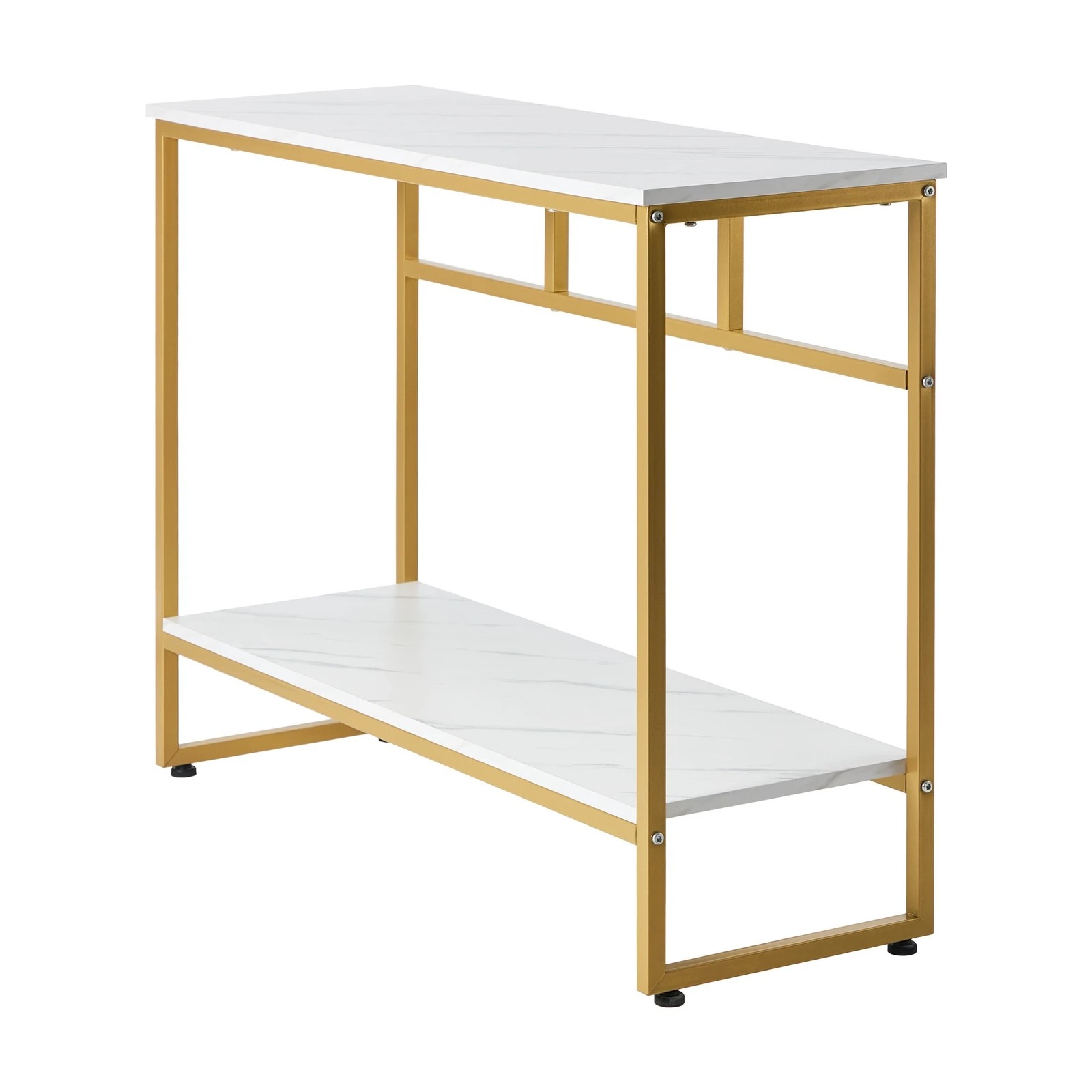 8 Oikiture Console Table Hallway Marble Effect Metal Entry Table Display - Gold, 8 of 9