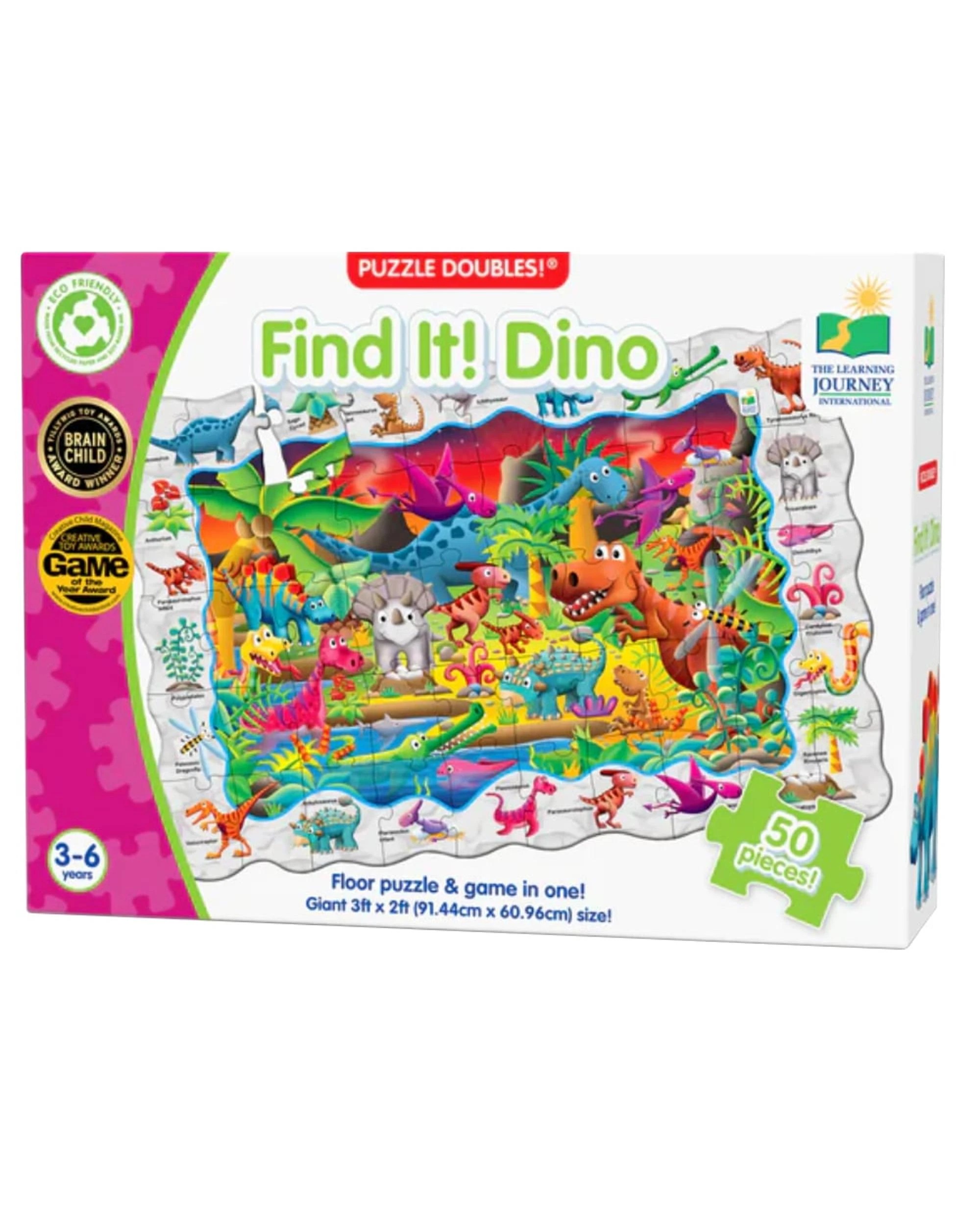 1 Learning Journey Puzzle Doubles Find It! Dinosaurs 50 Piece Jigsaw Puzzle, 1 of 1