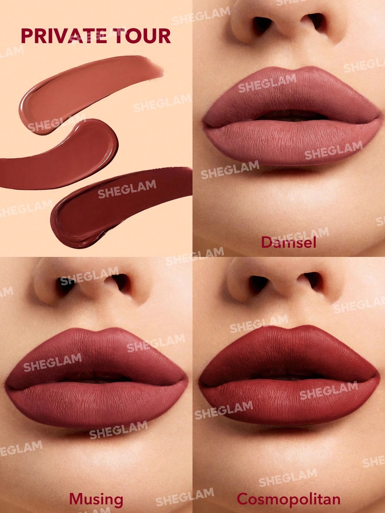 3 SHEGLAM 3 Piece Matte Allure Mini Liquid Lipstick Set - Private Tour, 3 of 5