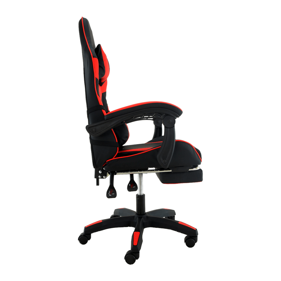 4 Sarantino Cueva Reclining High Back Office Gaming Chair with Retractable Footrest Office Computer Seating Black Red, 4 of 9