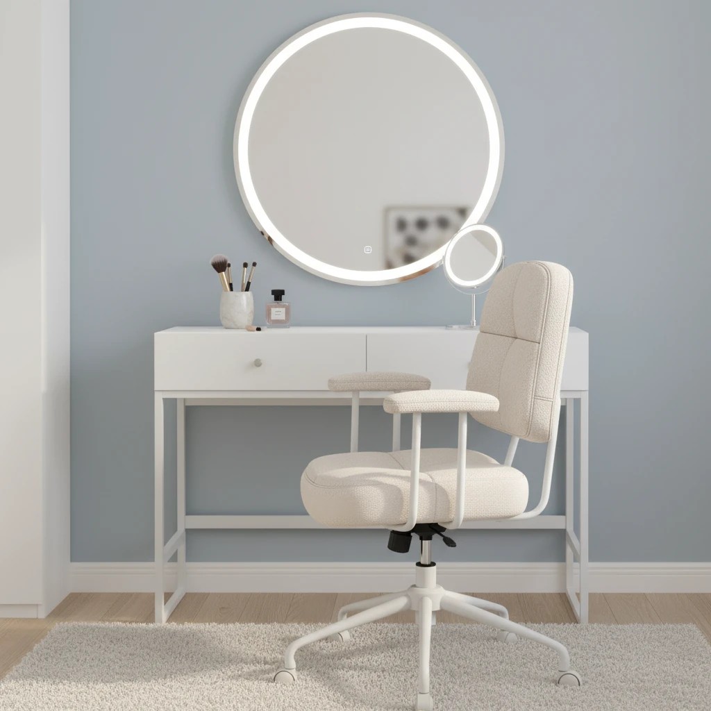 2 Costway Home Office Chair Upholstered Task Chair w/Cushioned Back & Padded Armrests Swivel Chair, 2 of 4