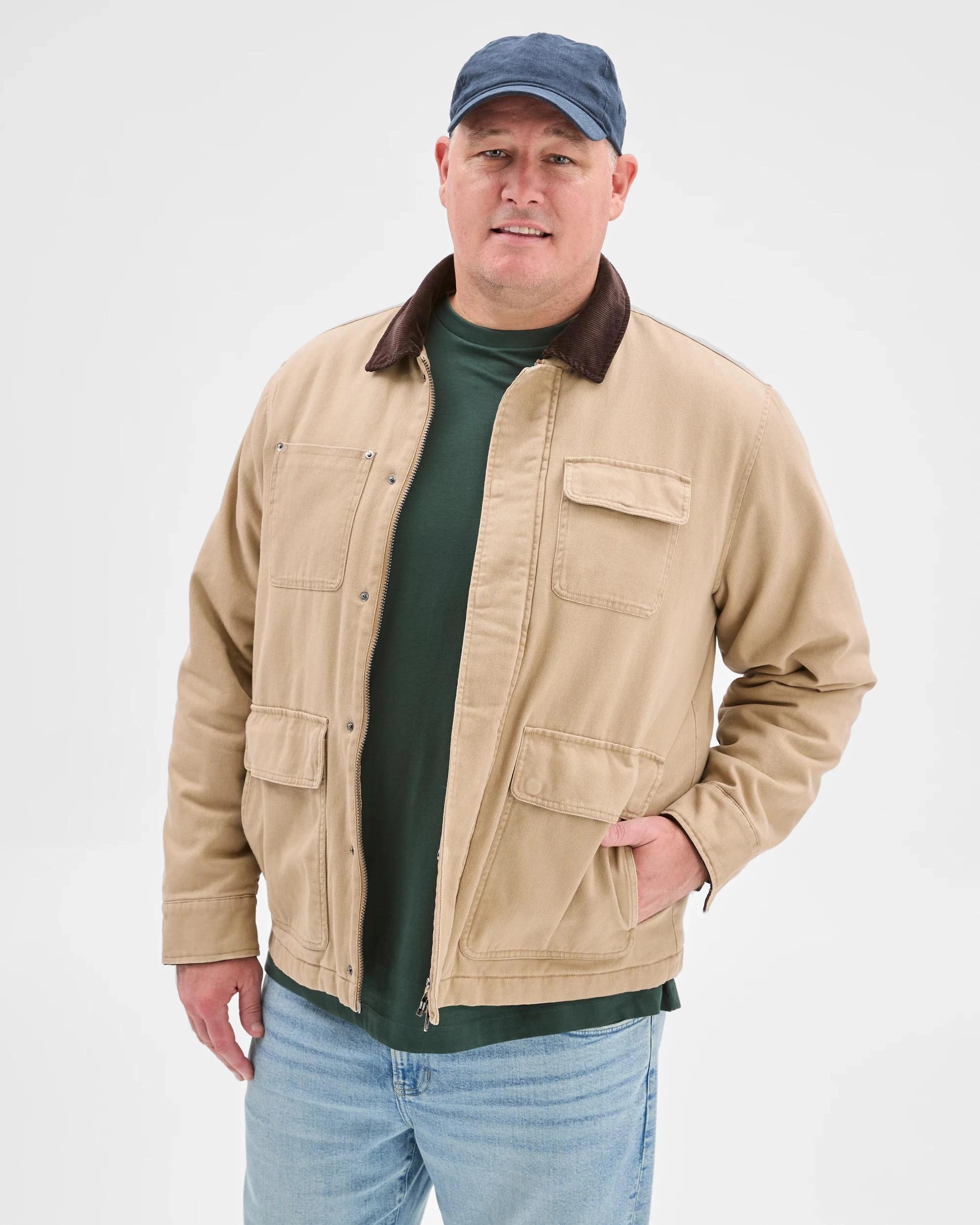 1 Target Man Plus Plus Size Australian Cotton Field Jacket STONE, 1 of 6