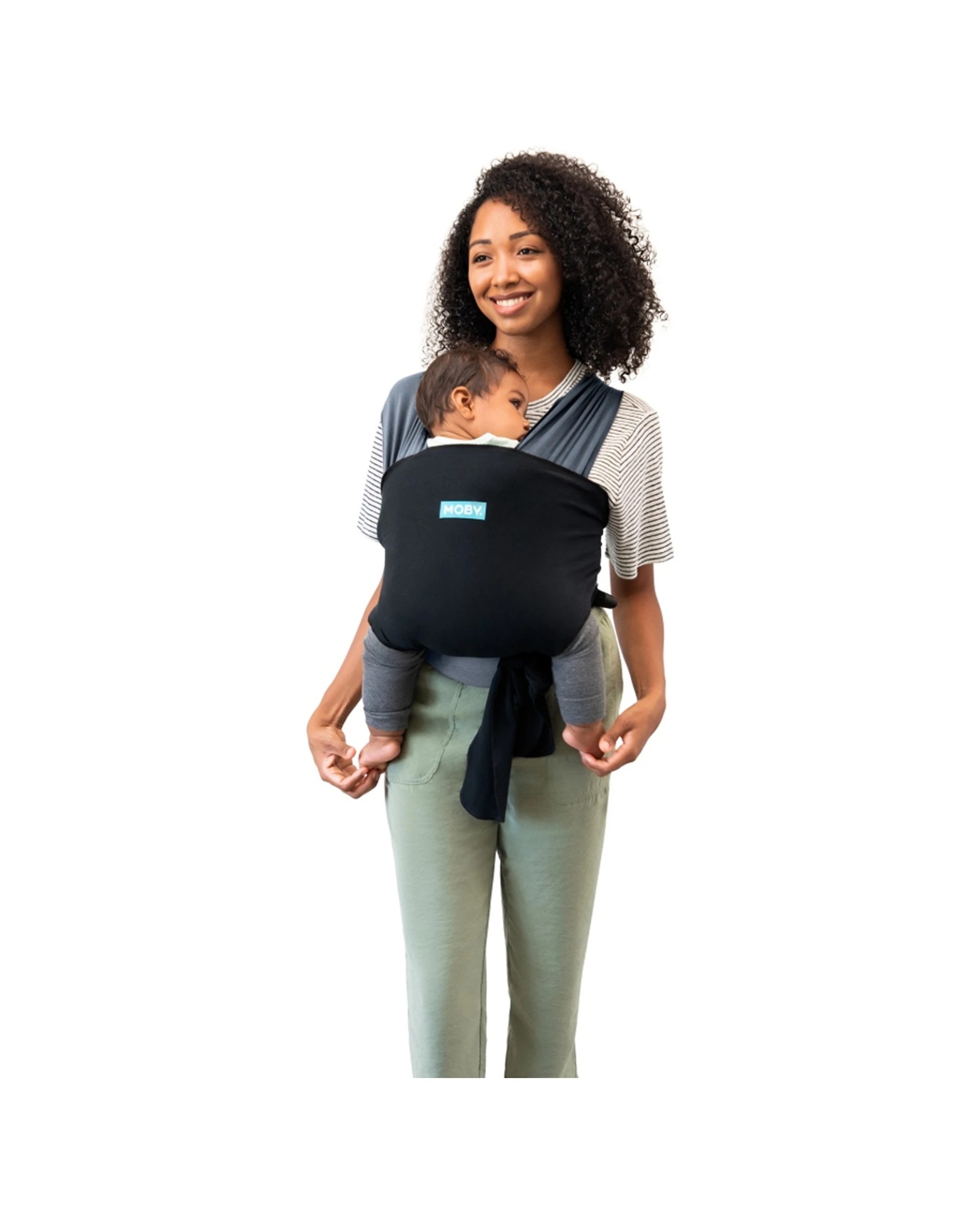 1 Moby Babystudio Easy Wrap Baby Cotton Knit Body Carrier Newborn Infant - Charcoal - Charcoal, 1 of 2