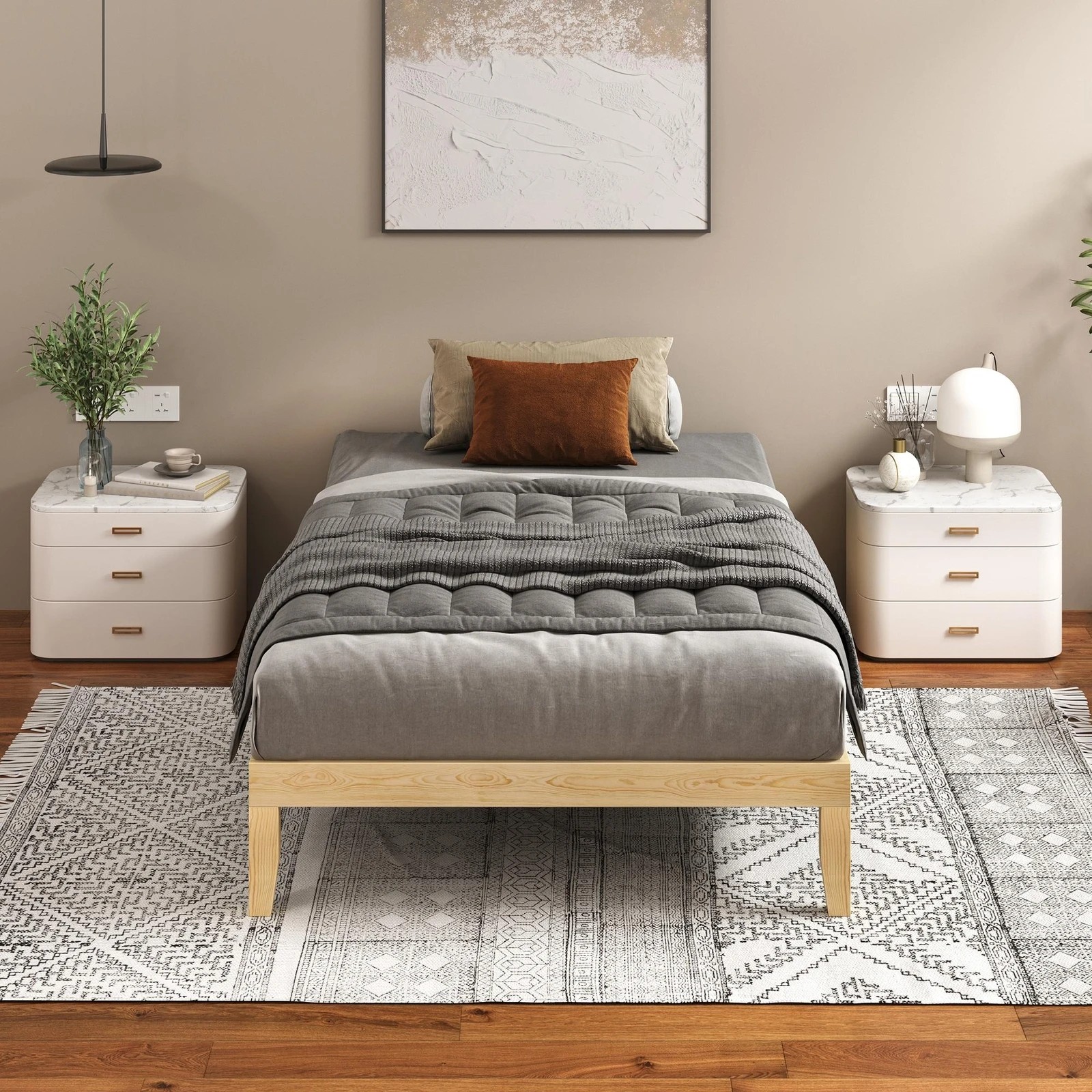 3 Alfordson Bed Frame Wooden Timber Single Size Mattress Base Platform Pramod - Natural, 3 of 10