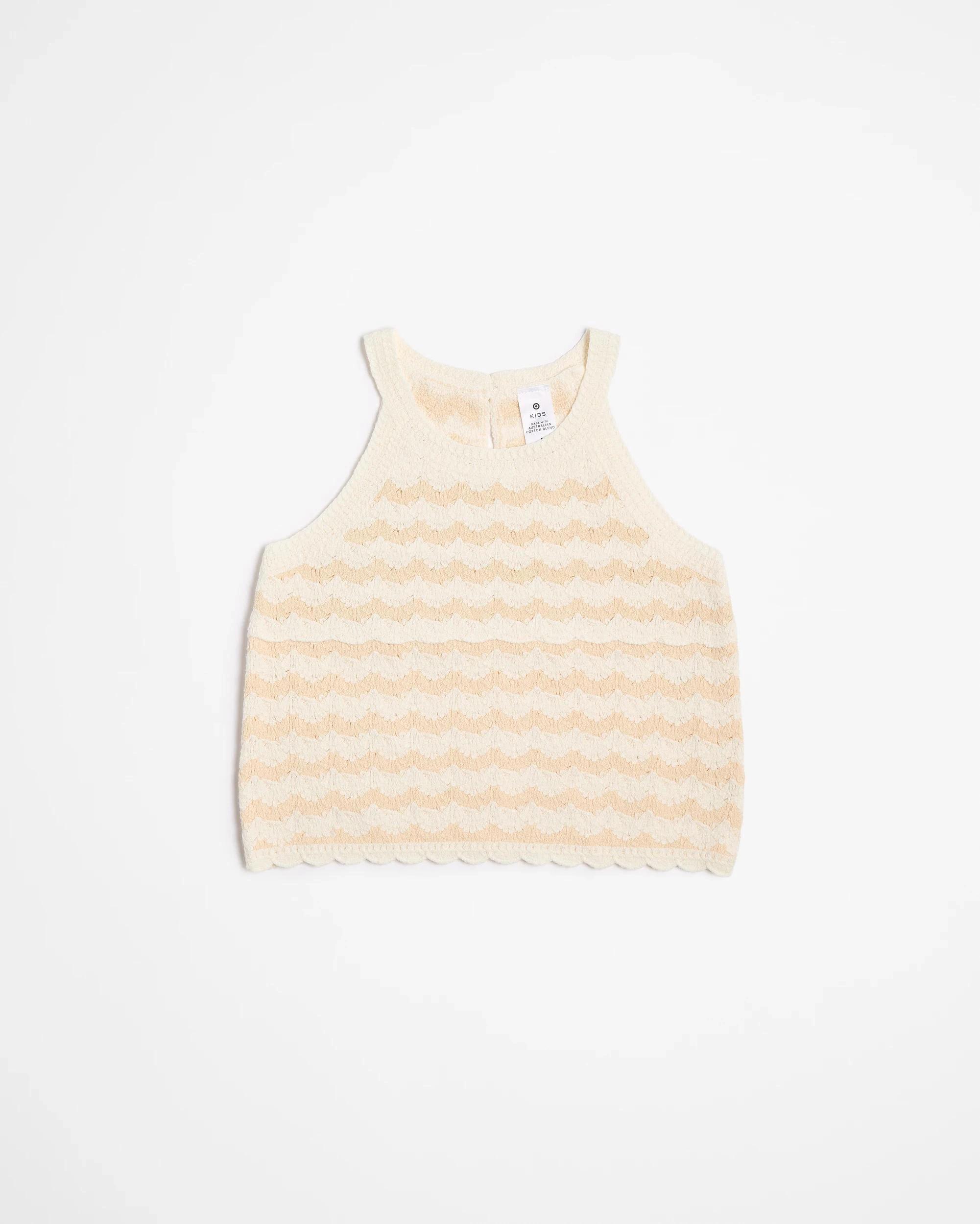 1 Target Australian Cotton Blend Crochet Knit Tank CREAM, 1 of 3