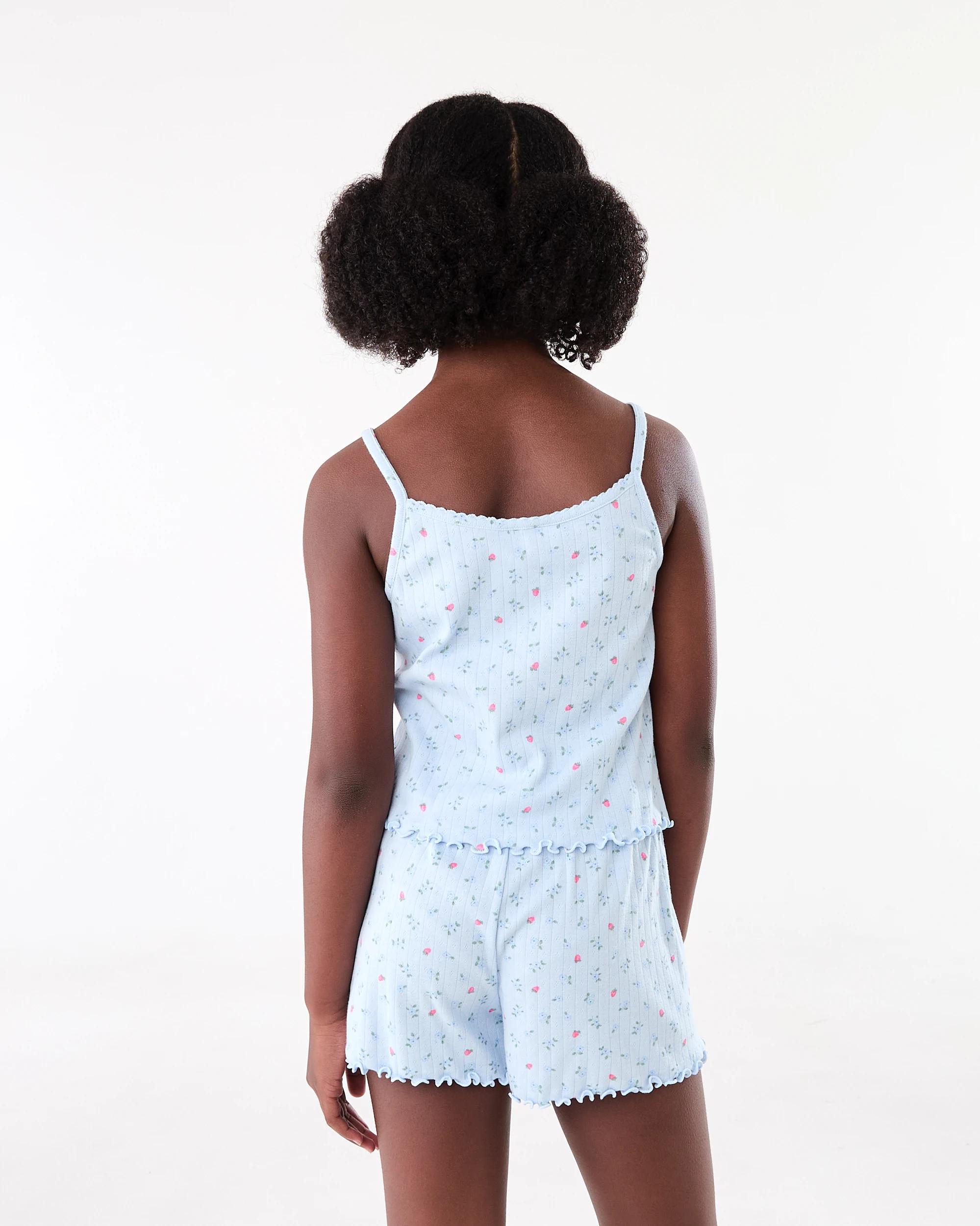 3 Pointelle Strappy Pyjama Set BLUE BERRY BLOOMS, 3 of 8