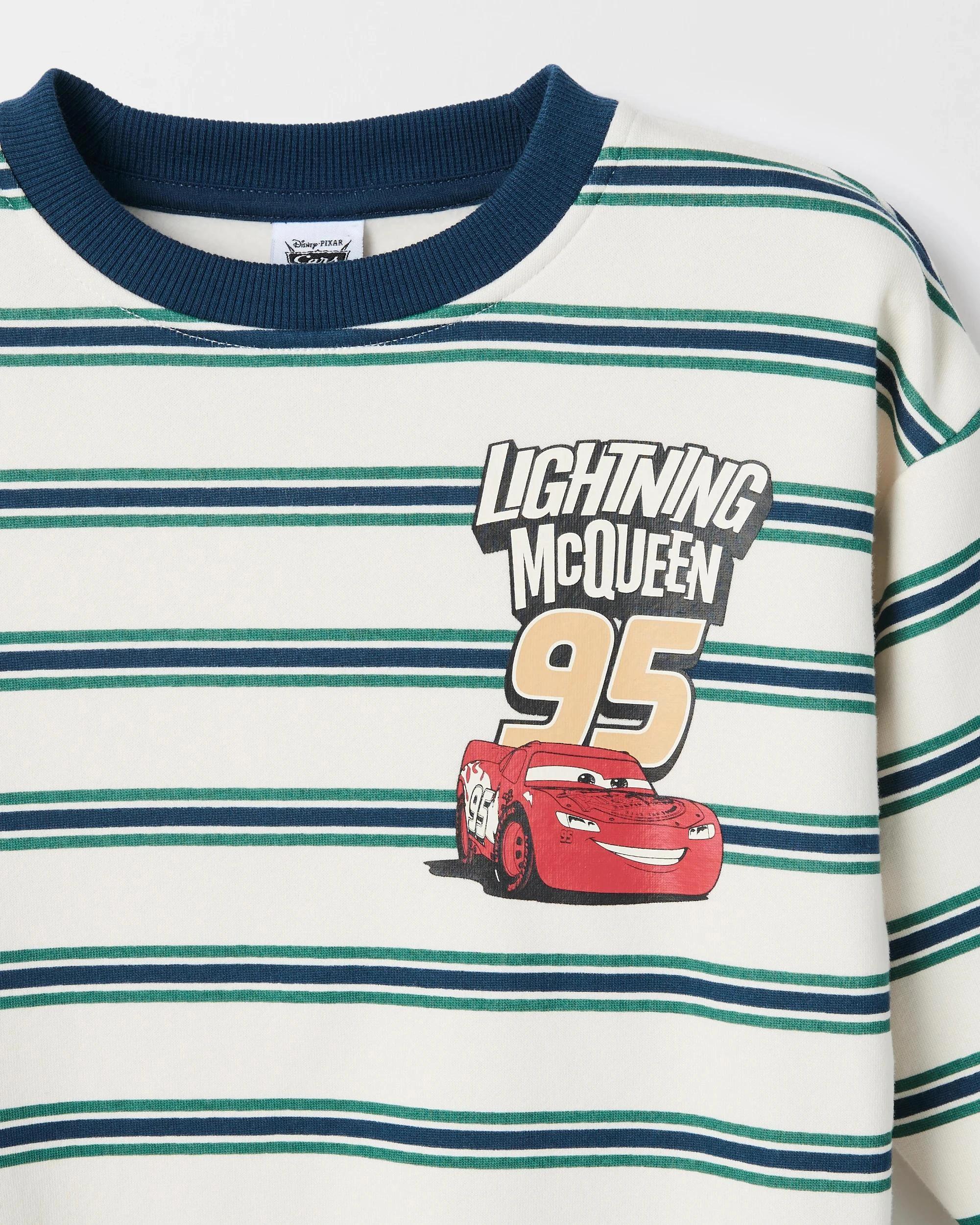 4 Disney Pixar Cars Australian Cotton Blend Stripe Sweat Top CREAM, 4 of 4