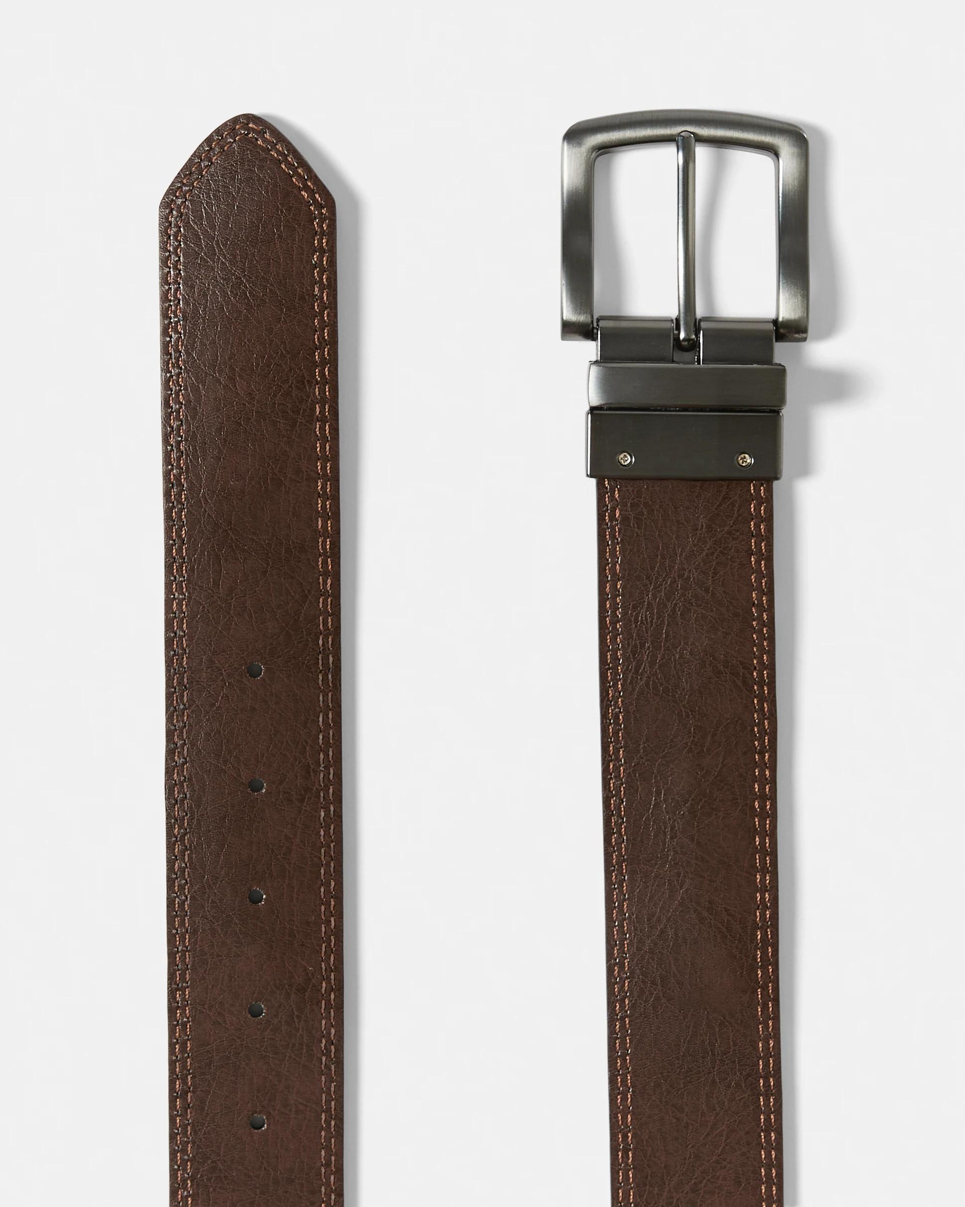 2 Reversible Leather Belt Black Tan, 2 of 7