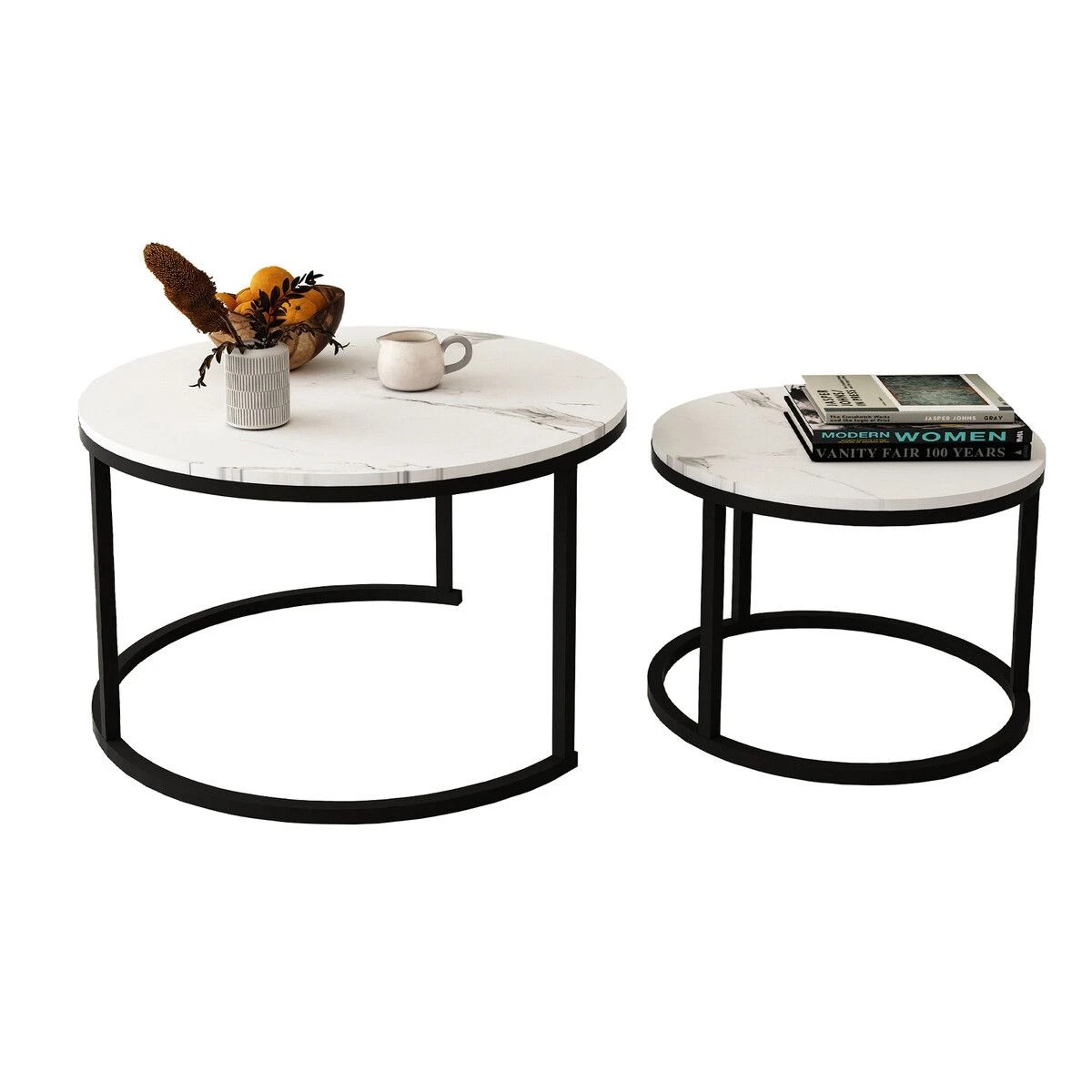 6 Ausway 2 Round Coffee Table Nesting Bed Side Sofa, 6 of 6