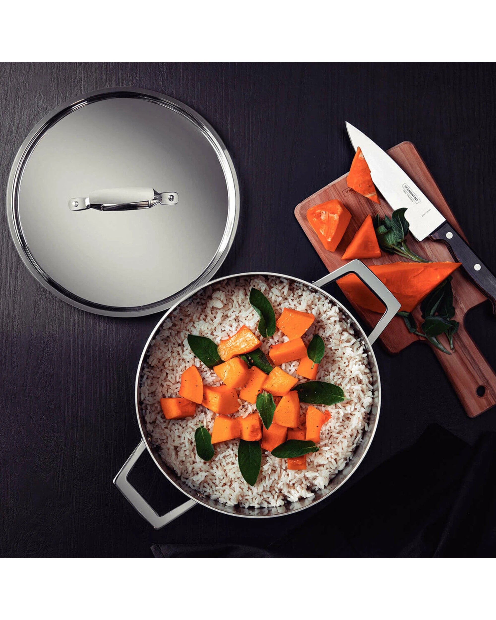 4 Tramontina Grano 20cm 3.5L Stainless Steel Deep Casserole, 4 of 5