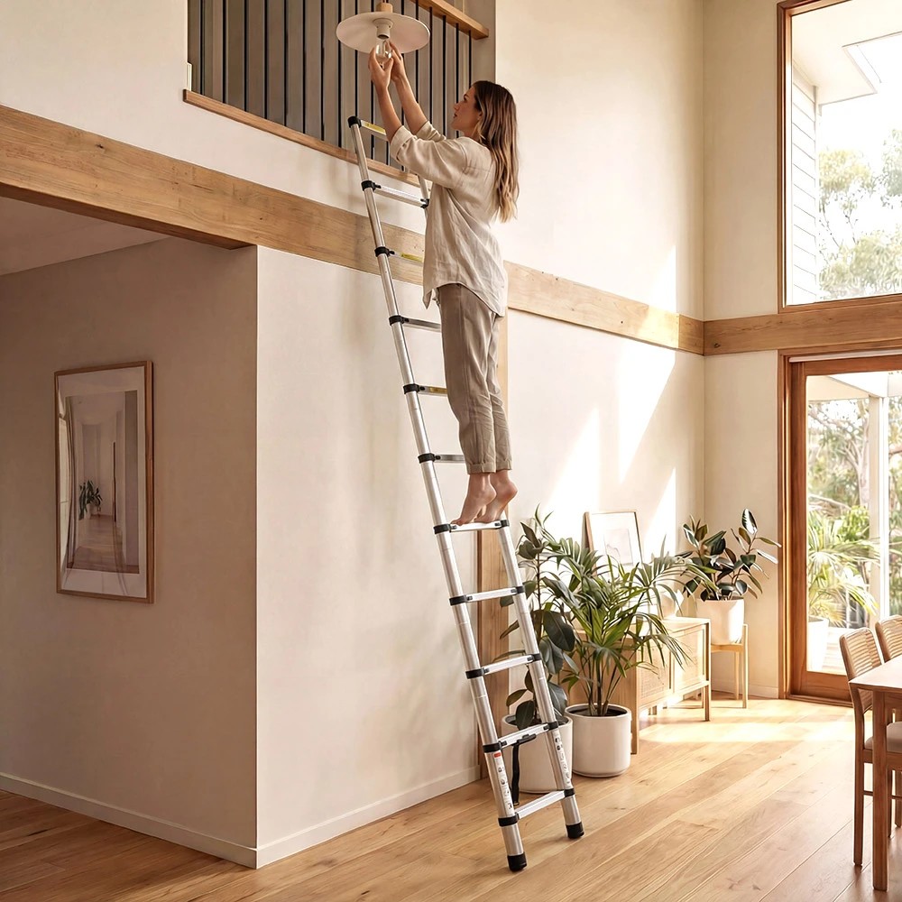 3 ZUNI 3.2M Telescopic Aluminium Ladder 150kg Load Height Locking Extension Step - Multi, 3 of 3