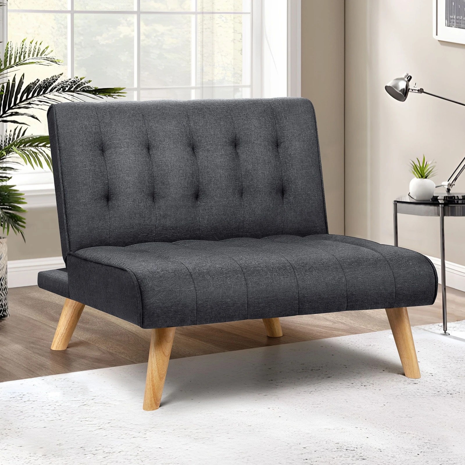 2 Alfordson Sofa Bed Lounge Chair Couch Single Seater Recliner Fabric - Grey, 2 of 10