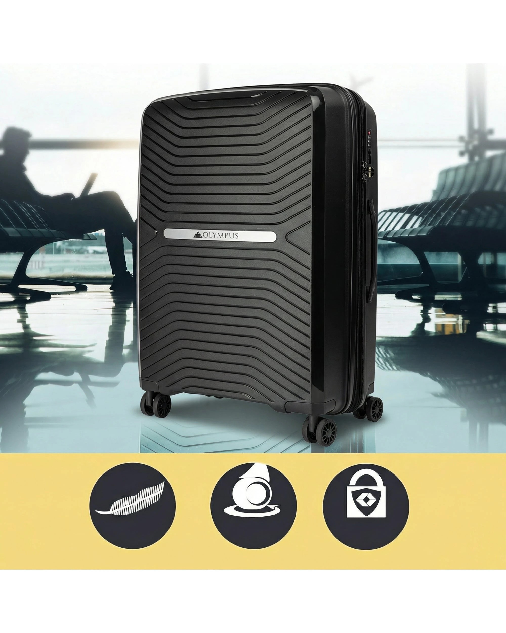 3 Olympus Astra 20in Lightweight Hard Shell Suitcase in Obsidian - Black, 3 of 9