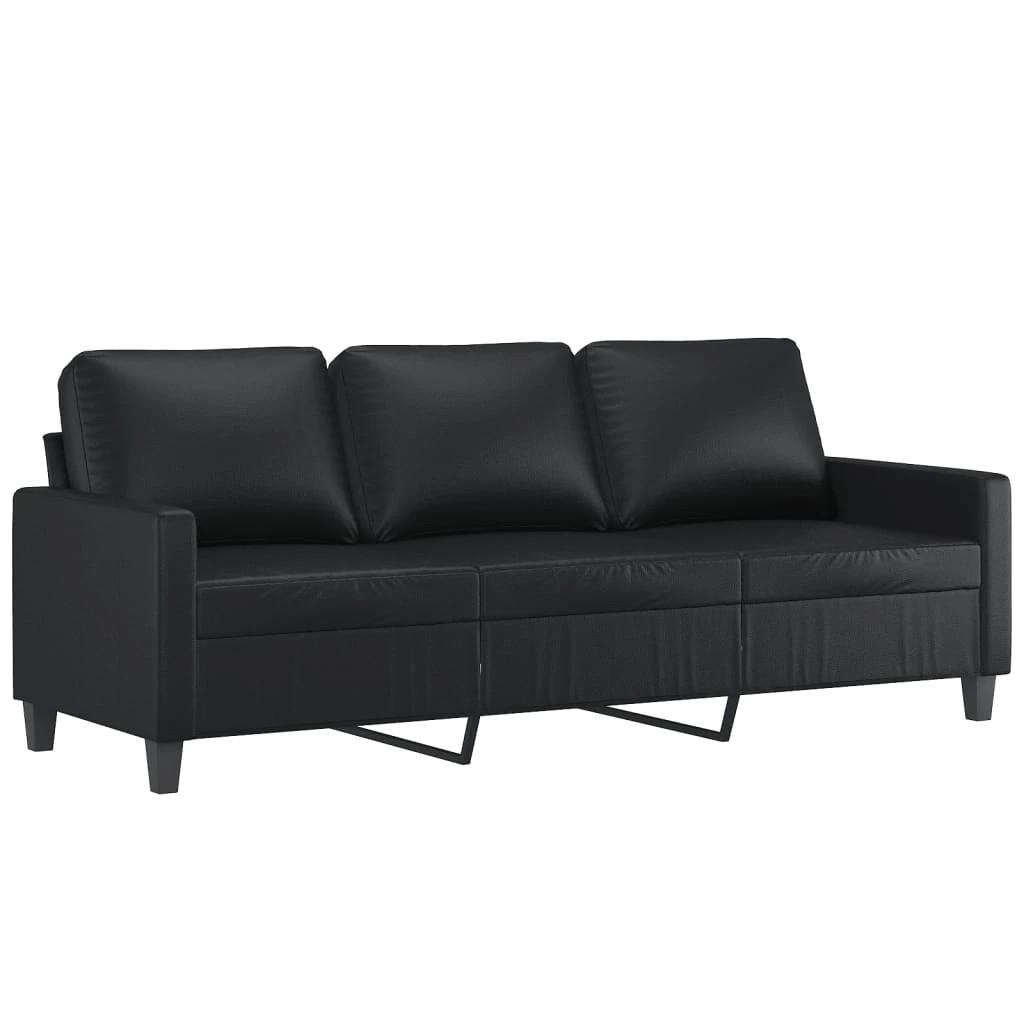 3 Vidaxl 2 Piece Sofa Set With Cushions Faux Leather - Black, 3 of 6
