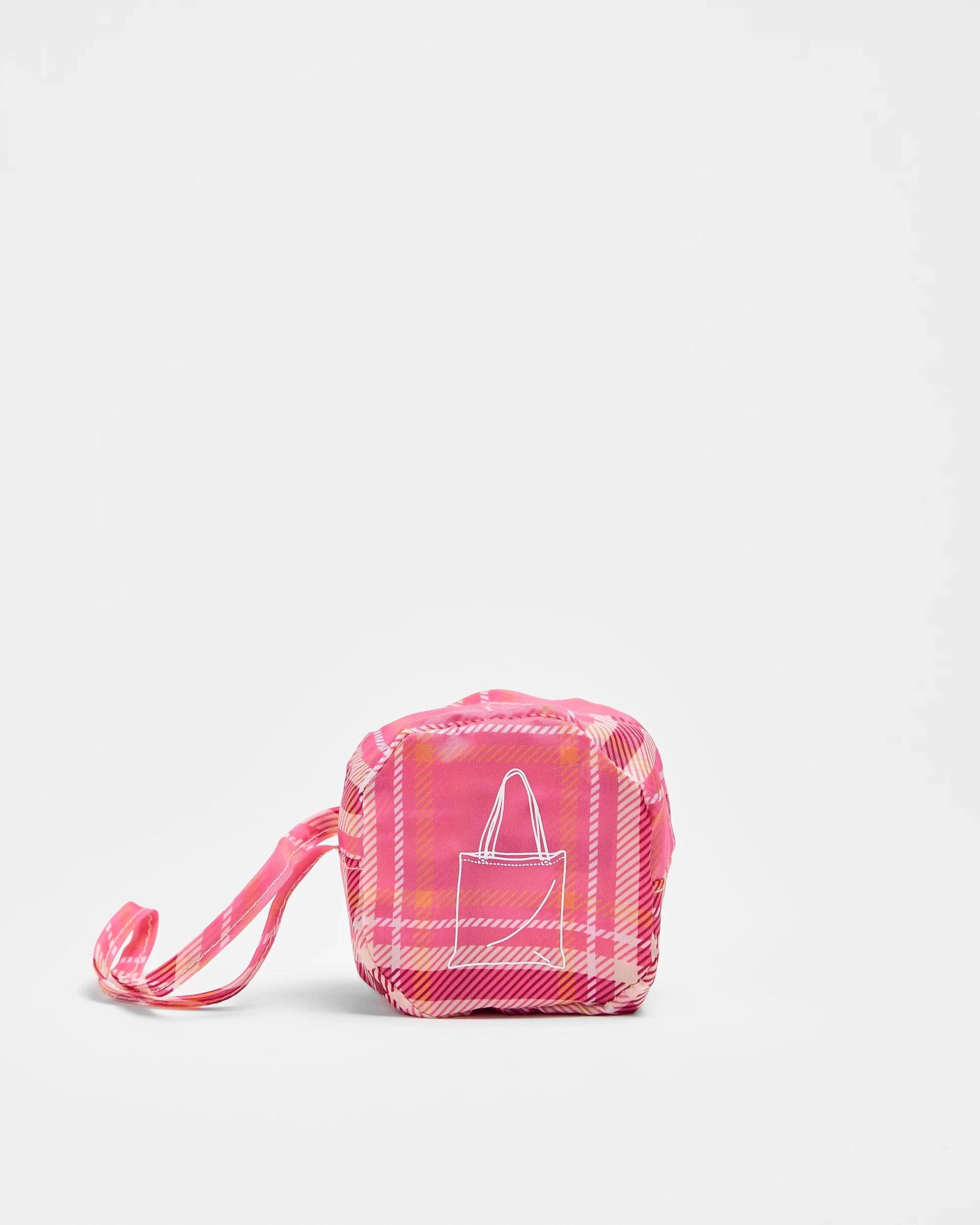 3 Target Fold Up Shopper Tote Bag PINK CHECK, 3 of 3