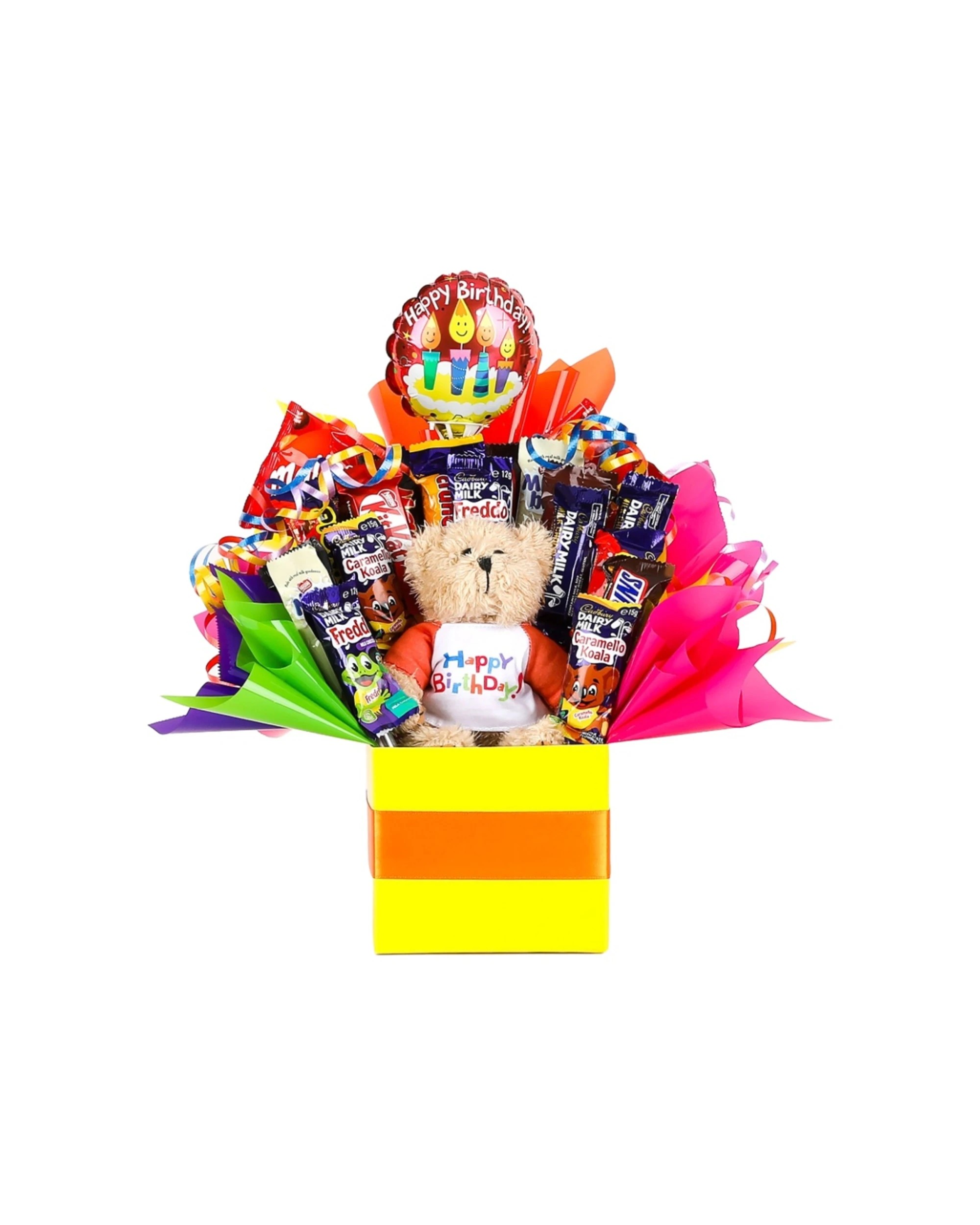 1 Gift Basket Happy Birthday Stuffed Animal Bear And Chocolate Bouquet Set for Celebration Gifts - Multi, 1 of 7