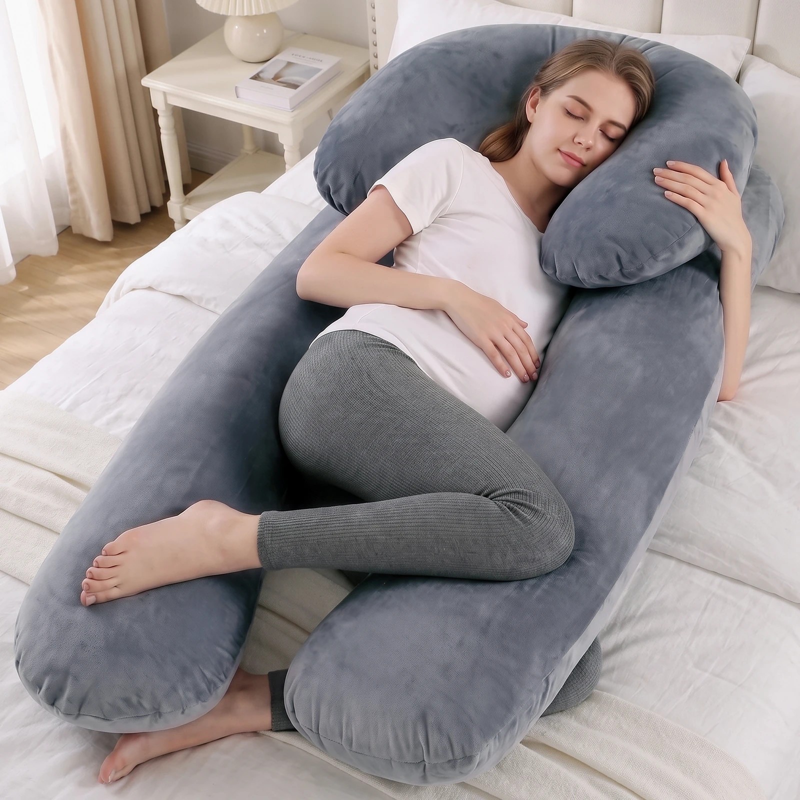 2 Advwin U-Shaped Body Pillows & C-Shape Set for Pregnancy Sleeping - Grey, 2 of 5