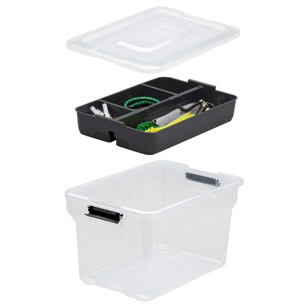 2 Ezy Storage 8L Sort It Storage Container Transparent Grey, 2 of 10