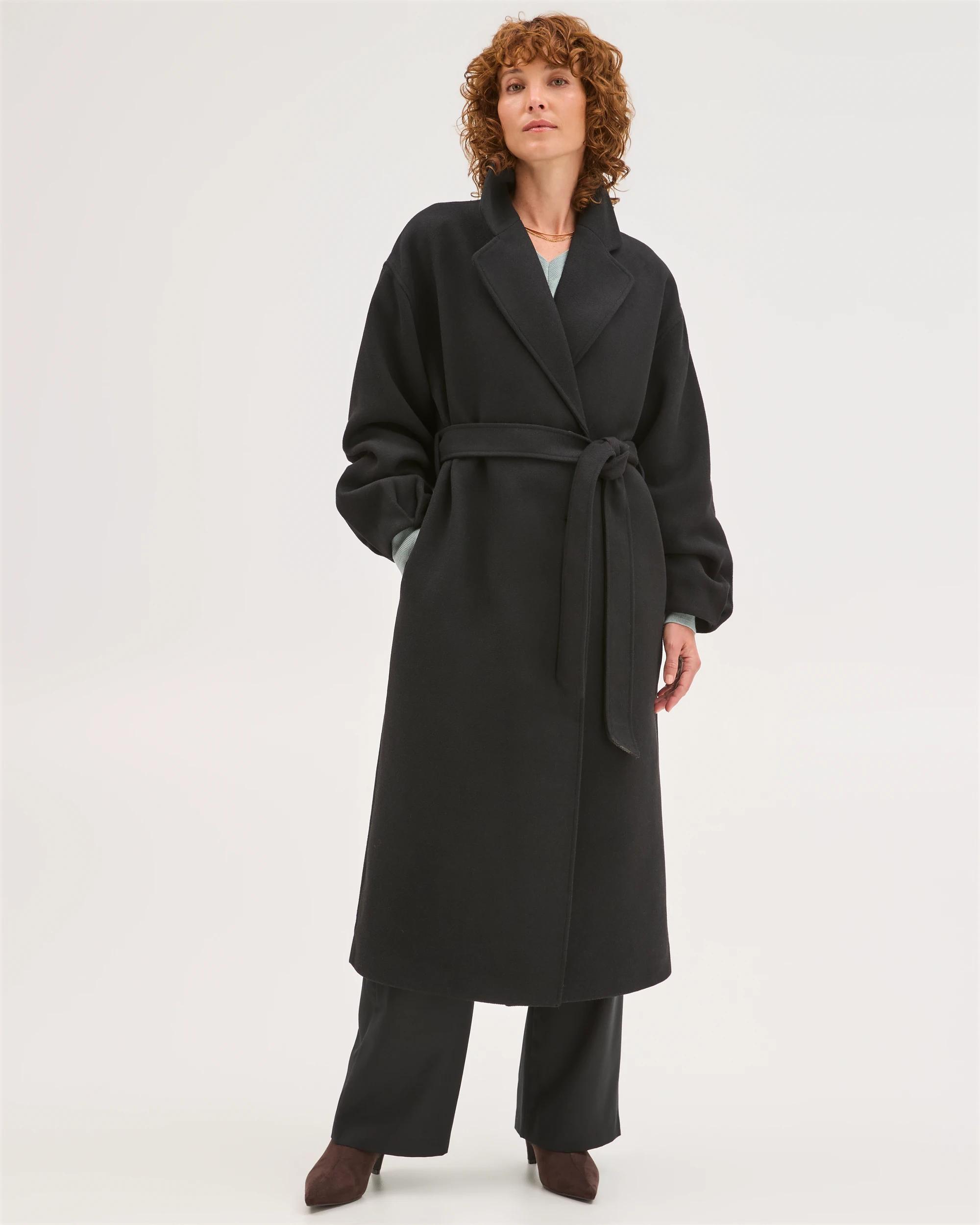 4 Preview Wrap Belted Coat BLACK, 4 of 7