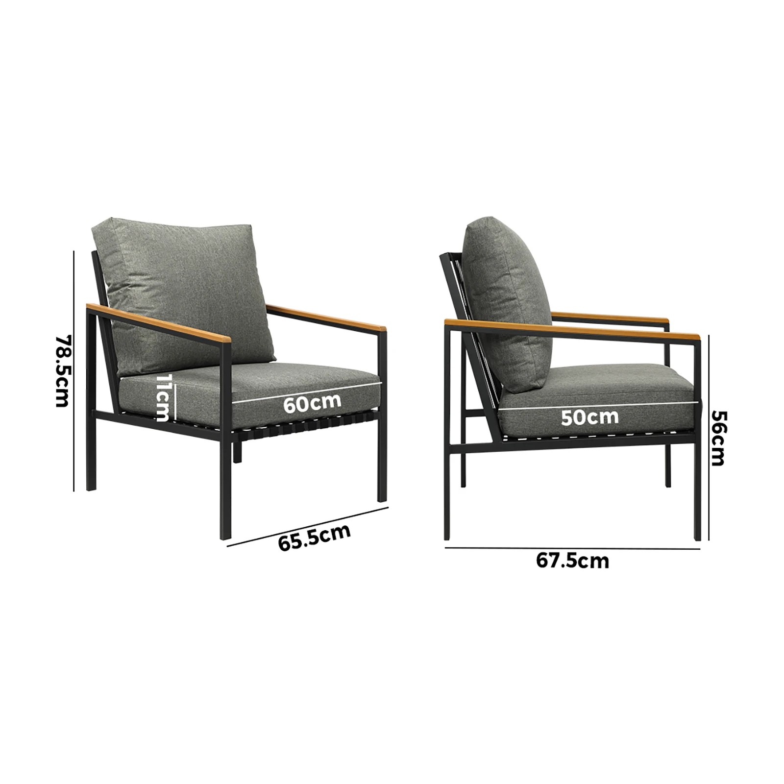 2 Livsip Outdoor Lounge Dining Chairs Patio Furniture Lounge Setting Set Of 2
 - Multi, 2 of 10